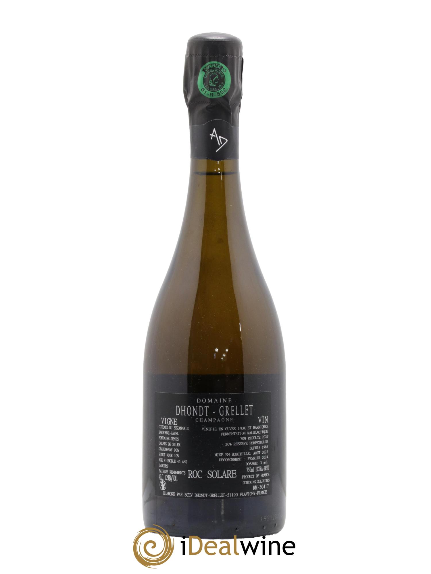 Champagne Roc Solaire Extra Brut Dhont-Grellet - Lot of 1 bottle - 1