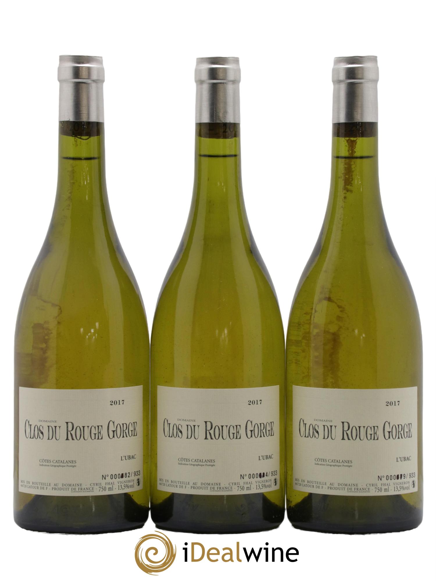 Côtes Catalanes Clos du Rouge Gorge L'Ubac Cyril Fhal 2017 - Lot de 3 bouteilles - 0