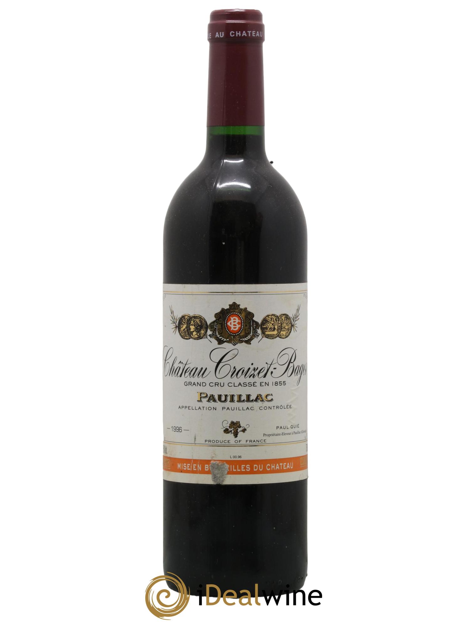 Château Croizet Bages 5ème Grand Cru Classé 1996 - Lot de 1 bouteille - 0