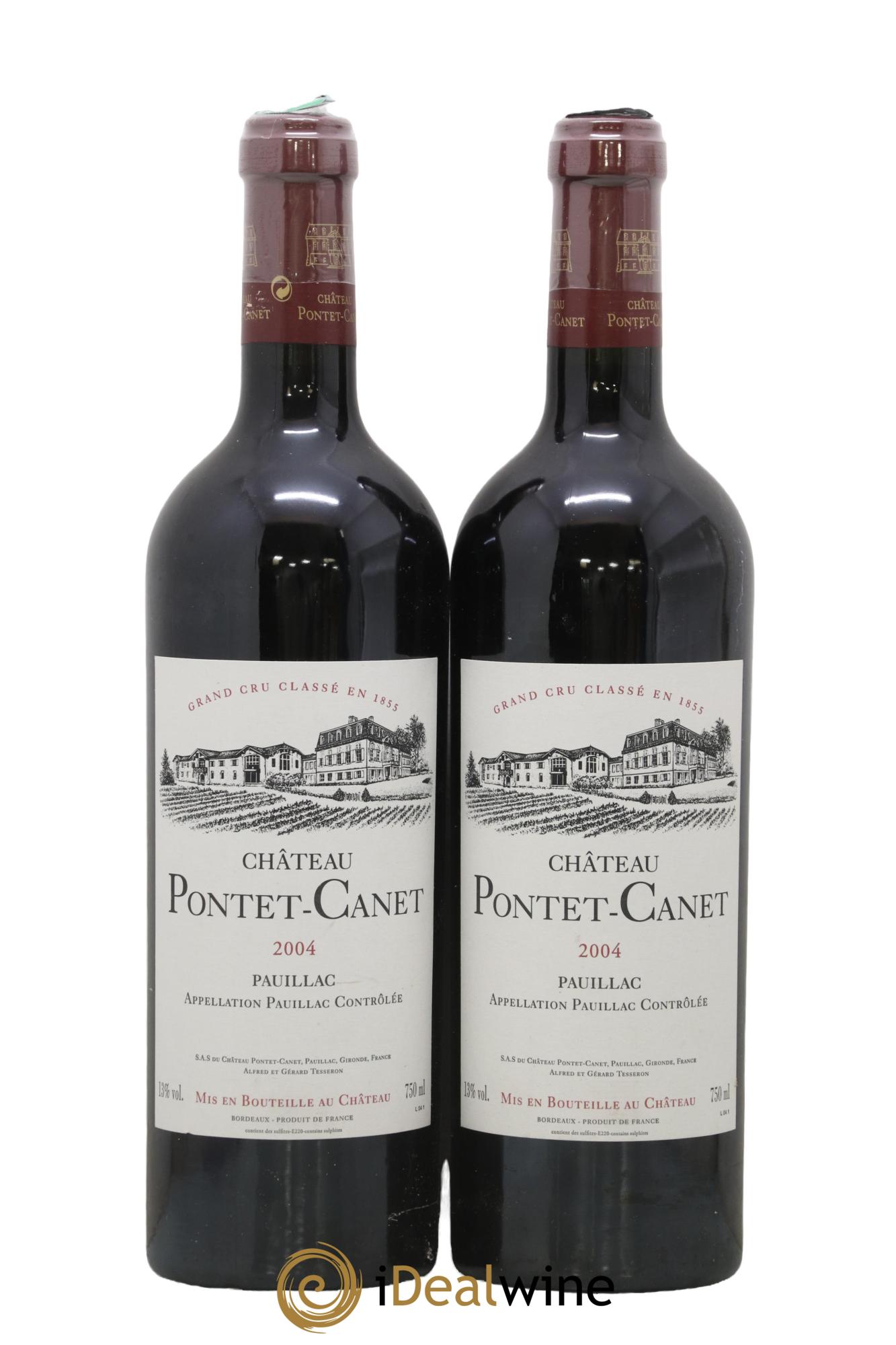 Château Pontet Canet 5ème Grand Cru Classé 2004 - Lot de 2 bouteilles - 0