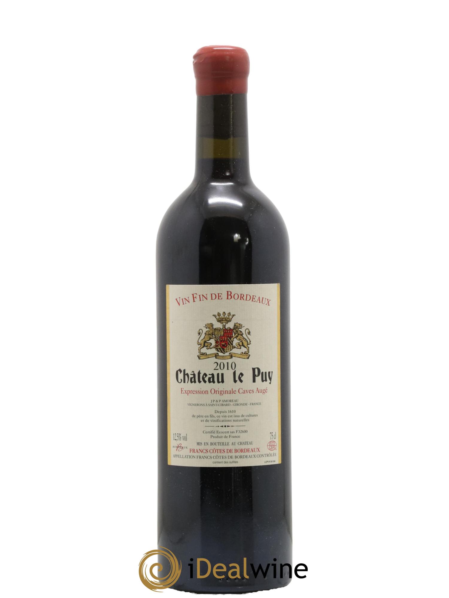 Côtes de Francs Cuvée Caves Augé Château Le Puy 2010 - Lot de 1 bouteille - 0