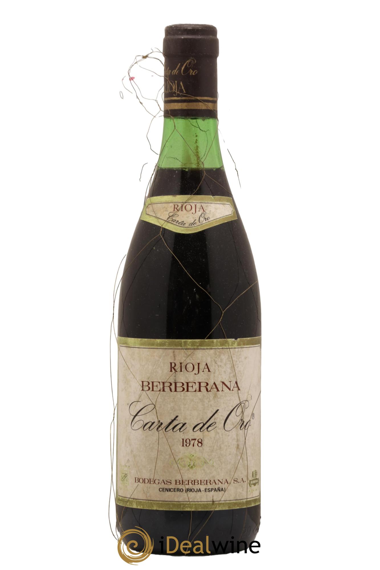 Espagne Rioja Berberana Carta de Oro Cosecha Especial 1978 - Lot de 1 bouteille - 0