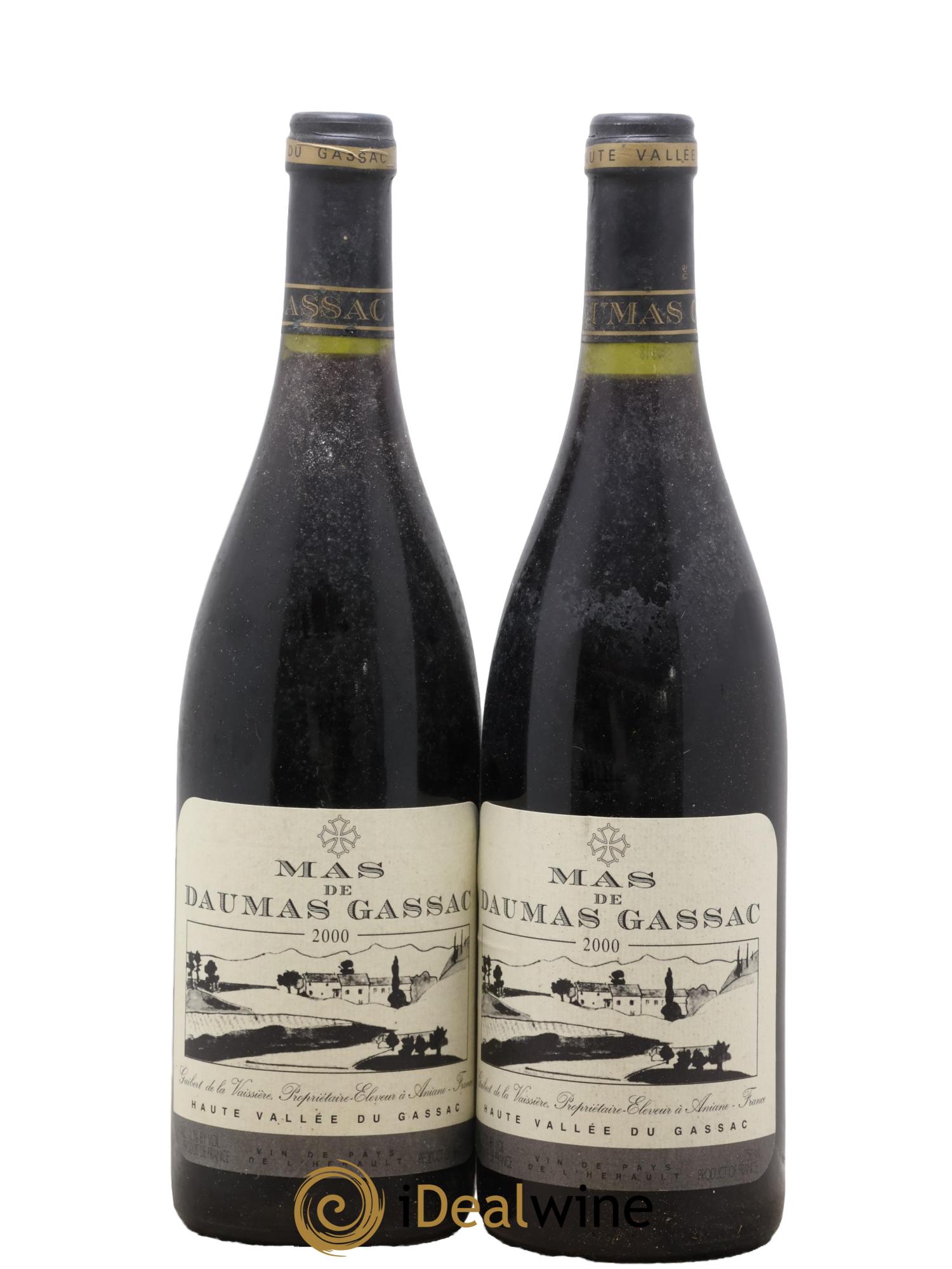 IGP St Guilhem-le-Désert - Cité d'Aniane Mas Daumas Gassac Famille Guibert de La Vaissière 2000 - Lot de 2 bouteilles - 0