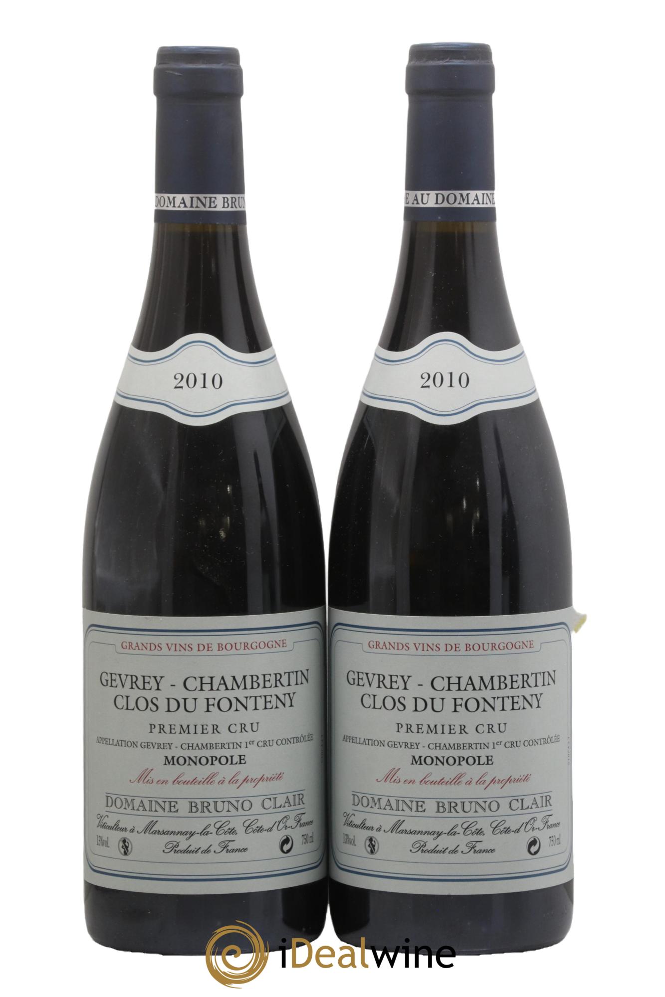 Gevrey-Chambertin 1er Cru Clos du Fonteny Bruno Clair (Domaine) 2010 - Lot de 2 bouteilles - 0