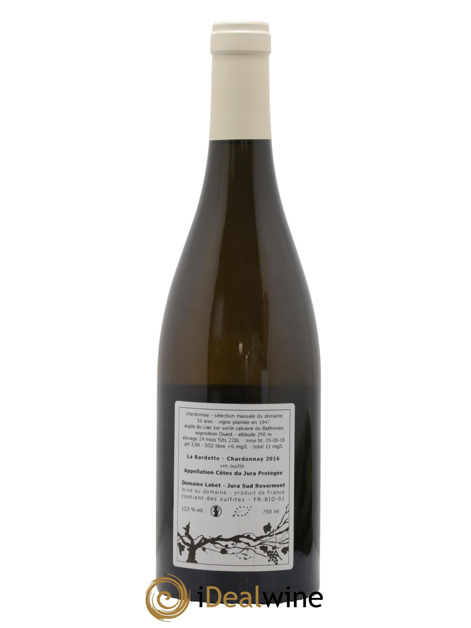 Côtes du Jura Chardonnay La Bardette Romain - Julien - Charline Labet 2016 - Lot de 1 bouteille - 1