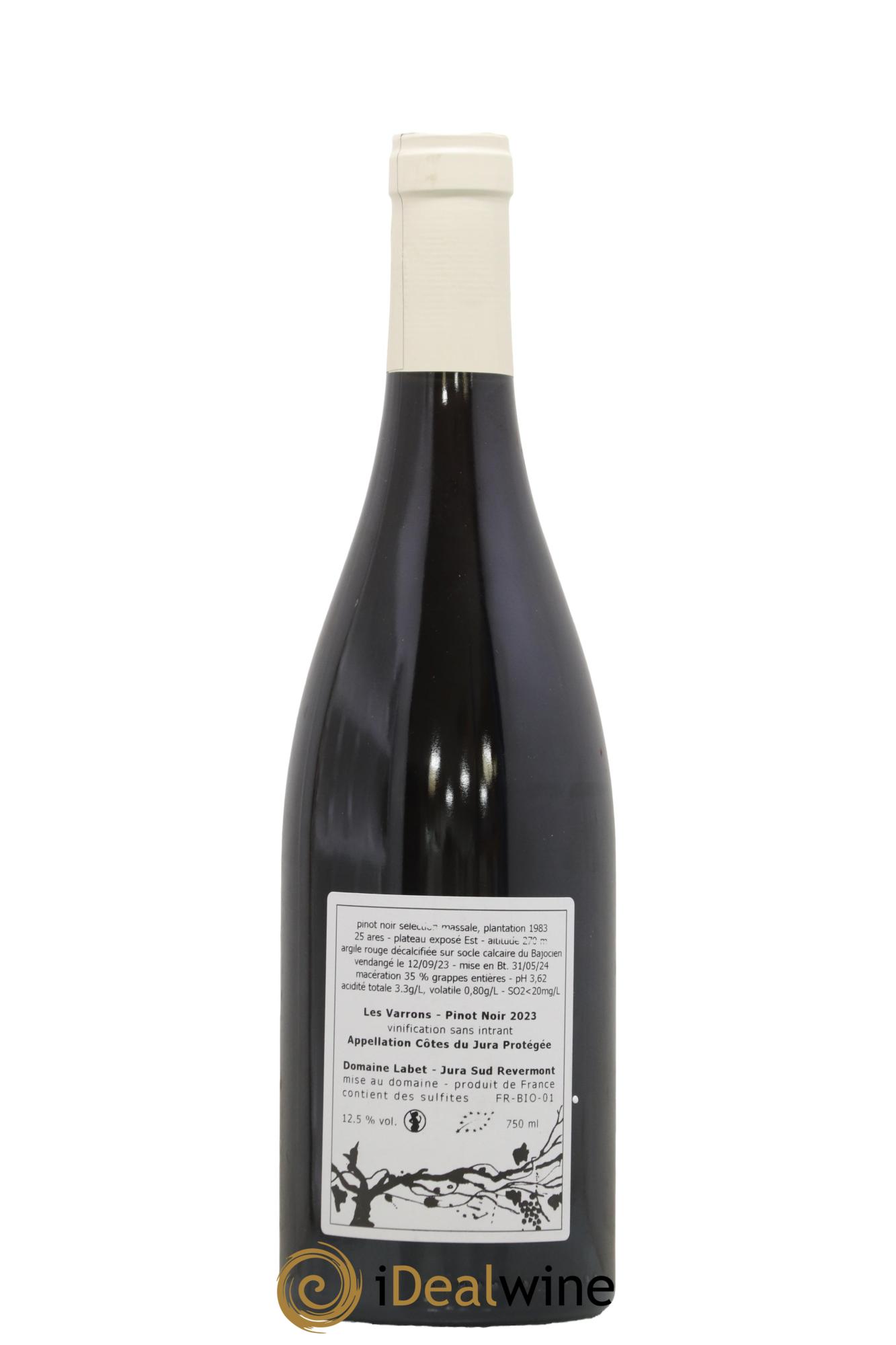 Côtes du Jura Pinot Noir Les Varrons Sélection Massale Romain - Julien - Charline Labet 2023 - Lot de 1 bouteille - 1