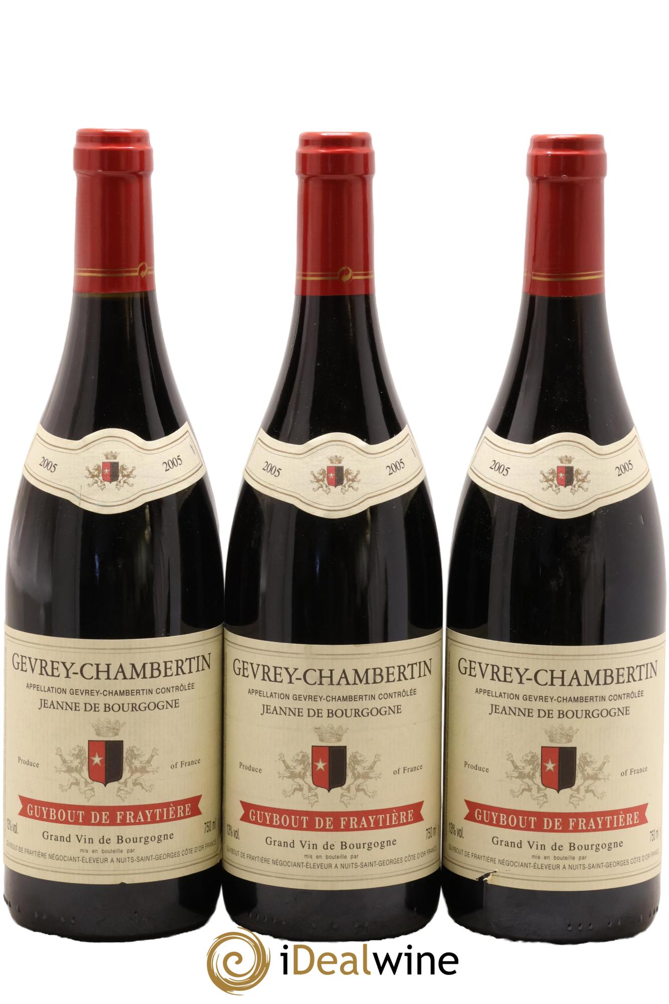 Gevrey-Chambertin Cuvée Jeanne de Bourgogne Guybout de Fraytière 2005 - Lotto di 3 bottiglie - 0
