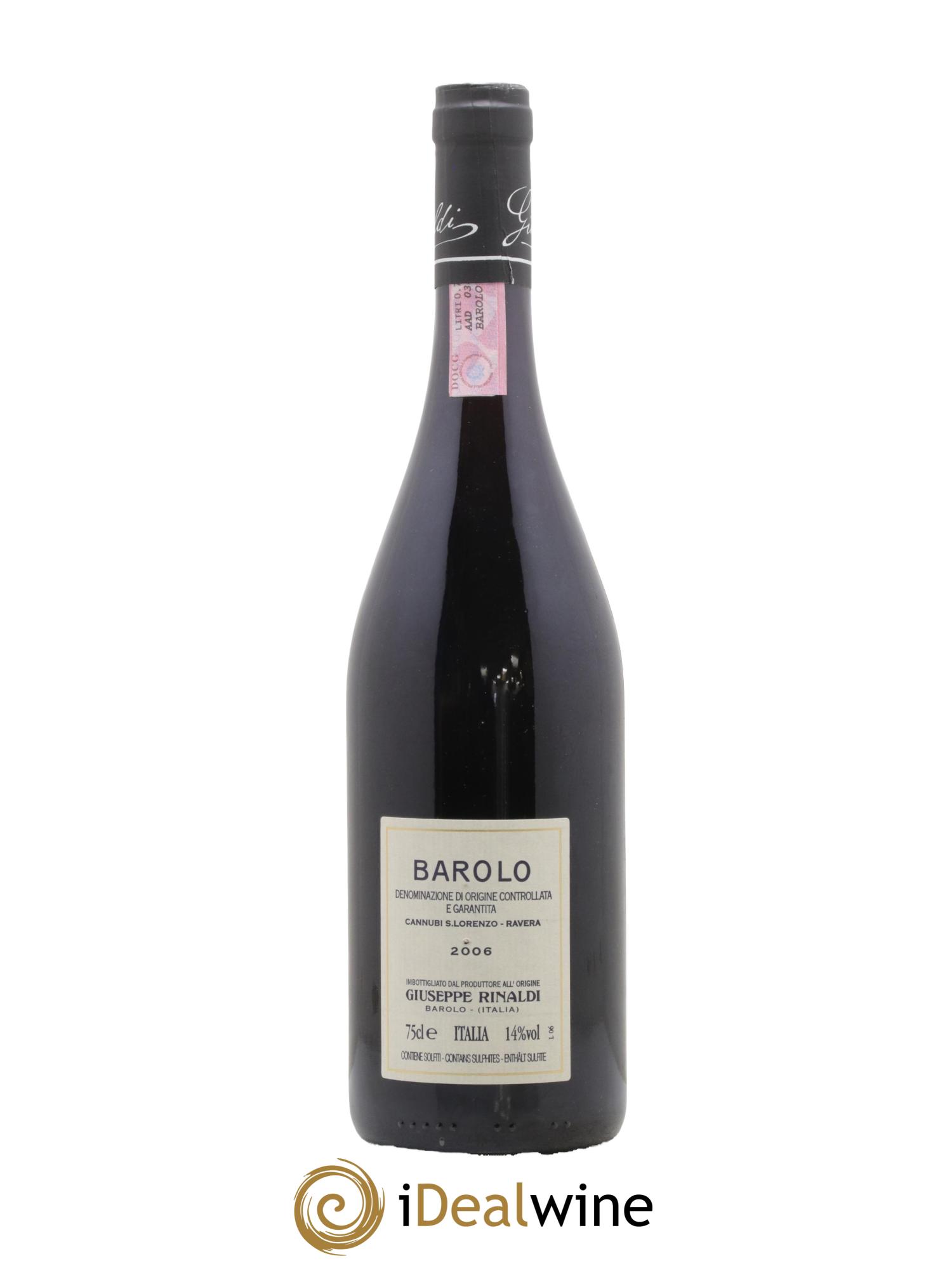 Barolo DOCG Cannubi San Lorenzo Ravera Giuseppe Rinaldi  2006 - Lotto di 1 bottiglia - 1