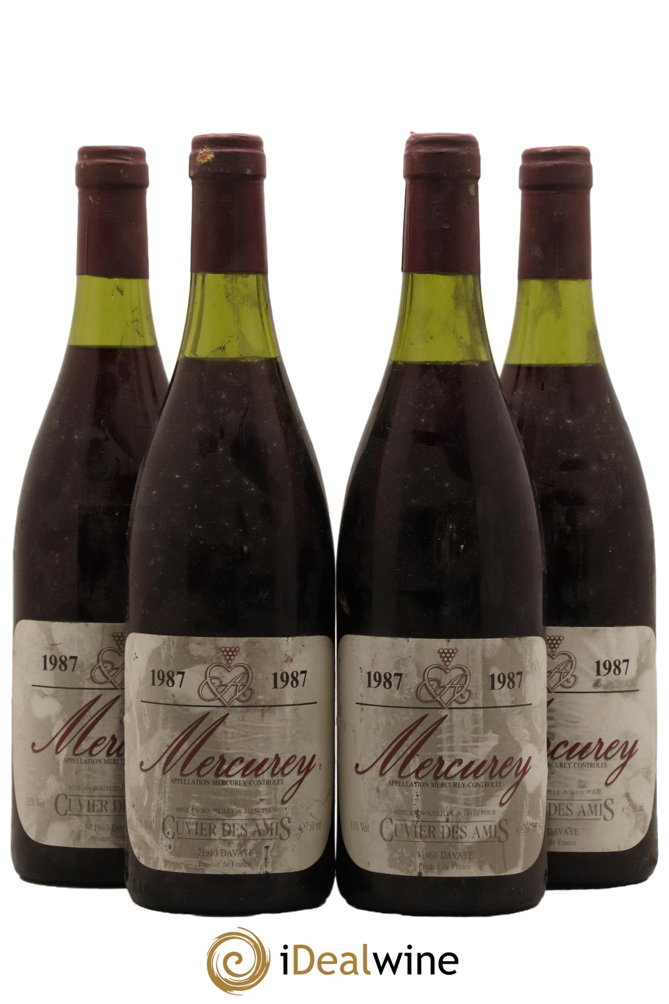 Mercurey Cuvier Des Amis 1987 - Lot de 4 bouteilles - 0