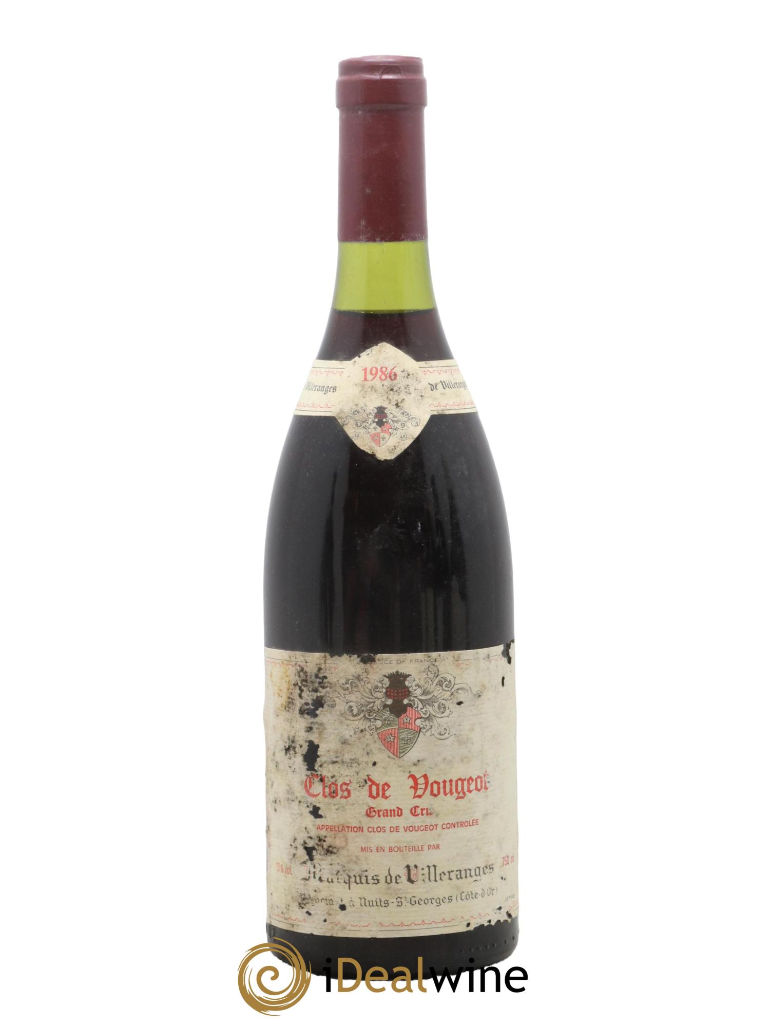 Clos de Vougeot Grand Cru Marquis de Villeranges 1986 - Lot de 1 bouteille - 0