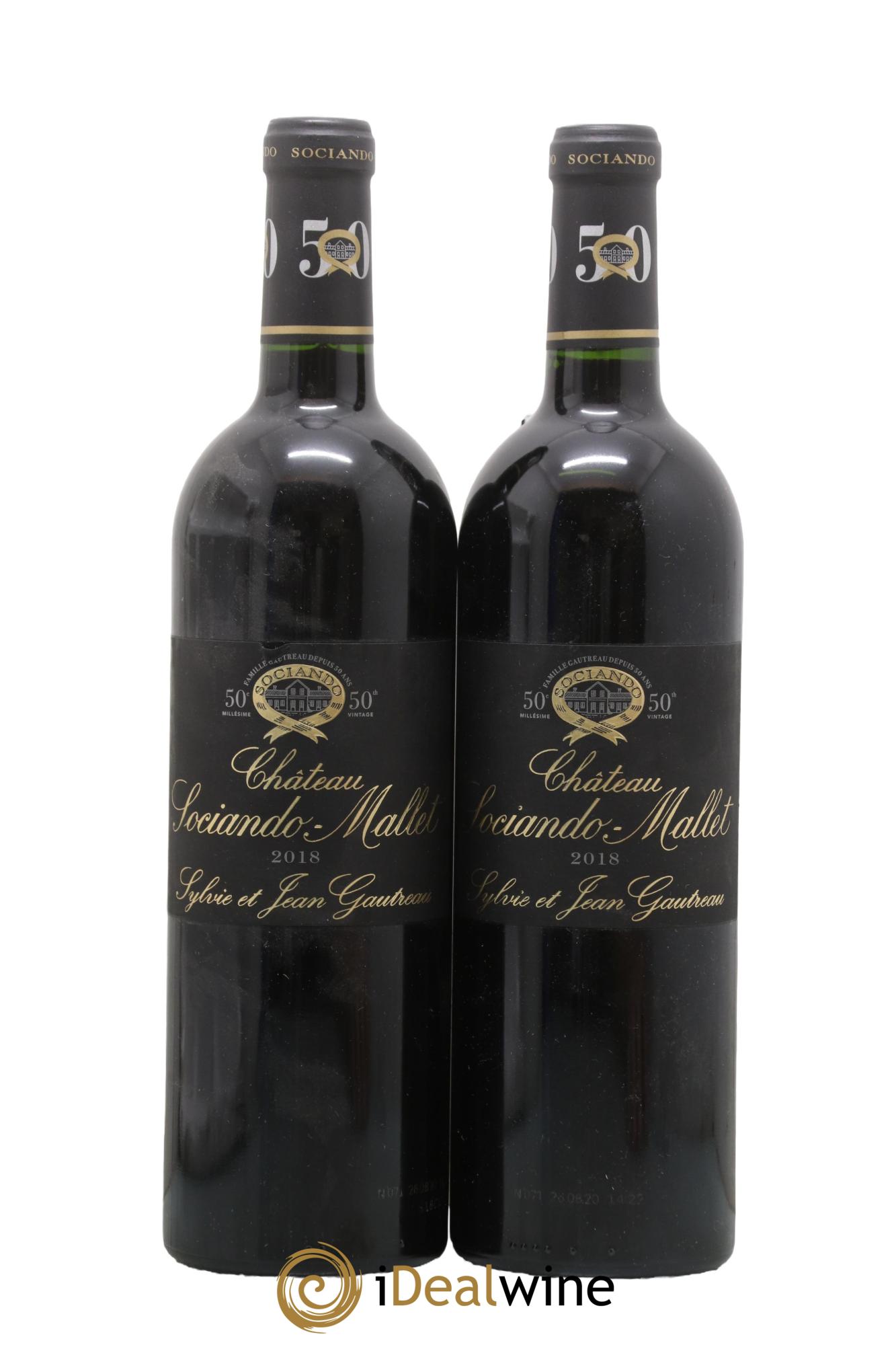 Château Sociando Mallet 2018 - Lotto di 2 bottiglie - 0