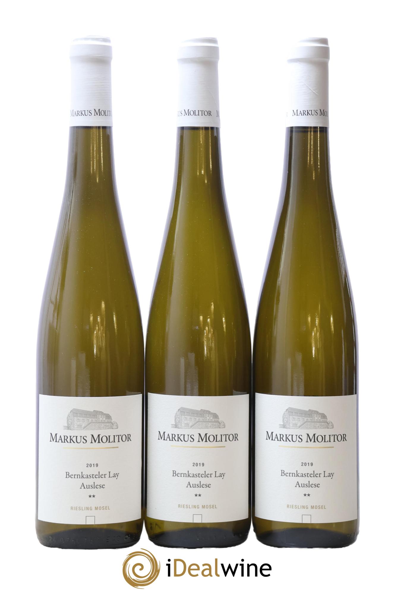 Riesling Markus Molitor Bernkasteler Lay Auslese White Capsule°° 2019 - Lote de 3 botellas - 0
