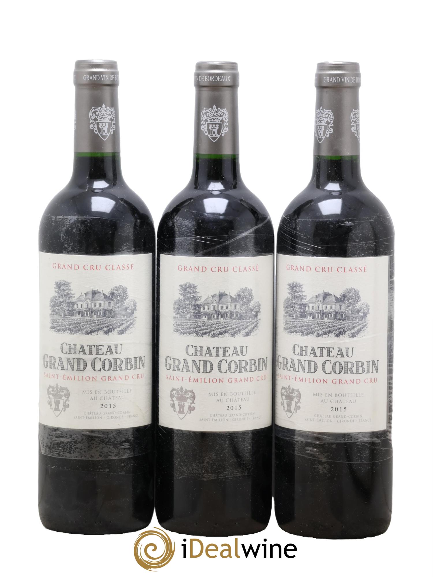 Château Grand Corbin Grand Cru Classé 2015 - Lotto di 3 bottiglie - 0