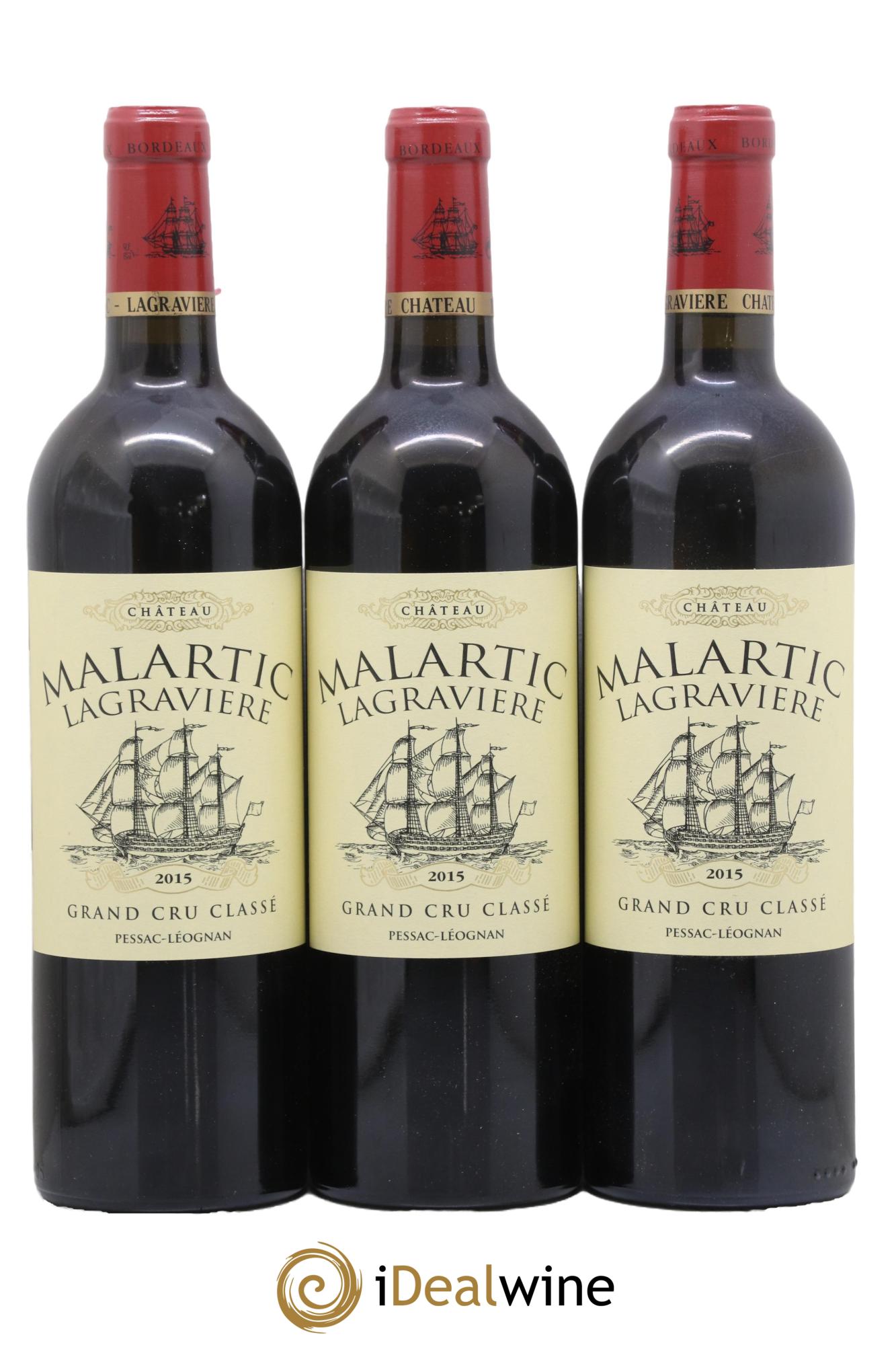 Château Malartic-Lagravière Cru Classé de Graves 2015 - Lotto di 3 bottiglie - 0