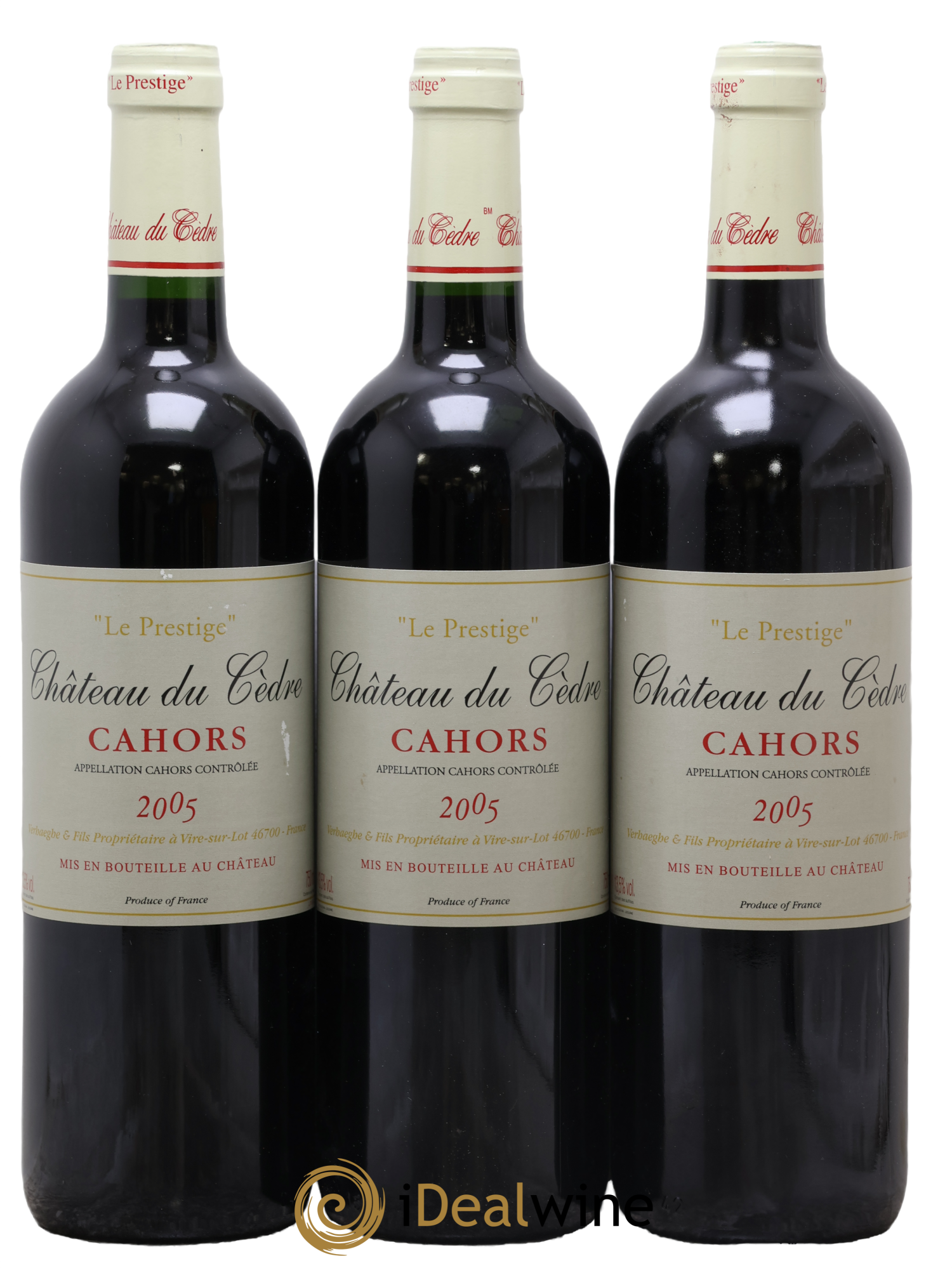 Cahors Le Prestige château du Cedre 2005 - Lot of 3 bottles - 0