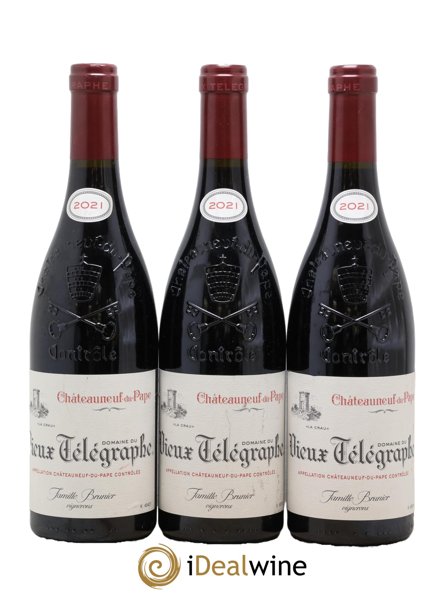Châteauneuf-du-Pape Vieux Télégraphe (Domaine du) Vignobles Brunier 2021 - Lot of 3 bottles - 0