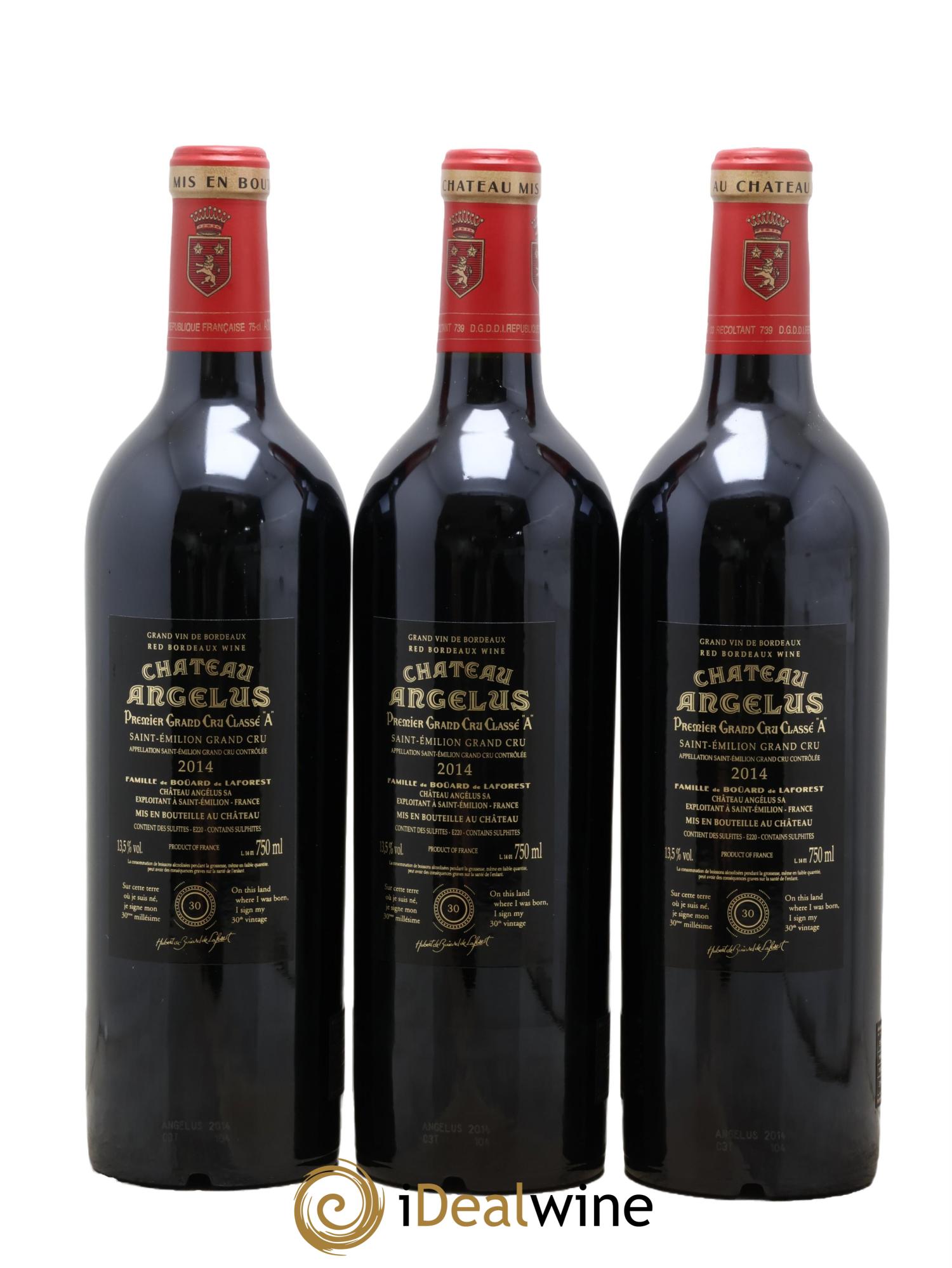 Château Angélus 1er Grand Cru Classé A 2014 - Posten von 3 Flaschen - 1