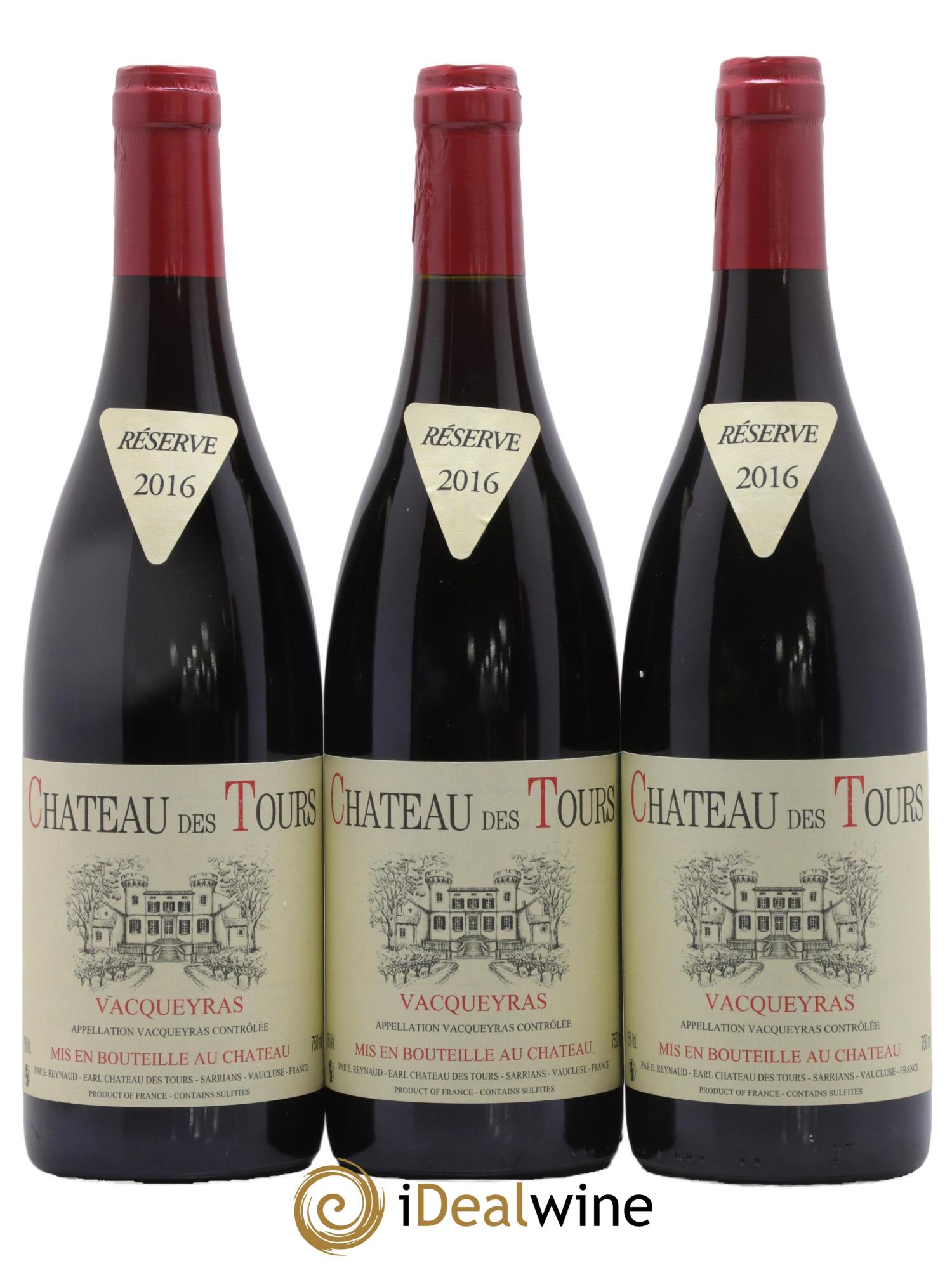 Vacqueyras Château des Tours Emmanuel Reynaud 2016 - Lot de 3 bouteilles - 0