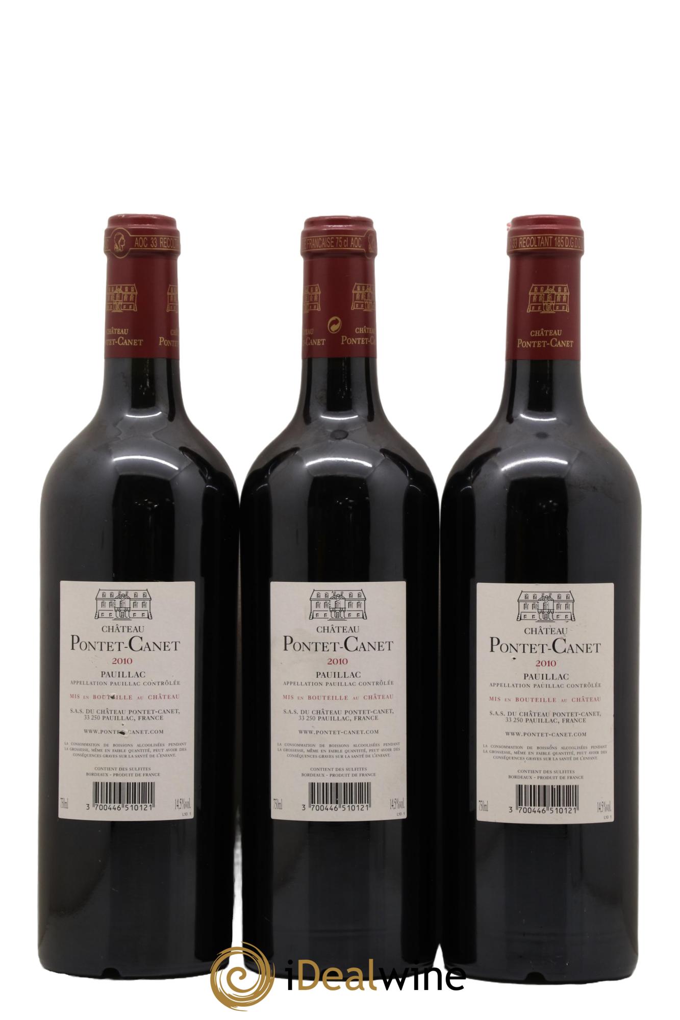 Château Pontet Canet 5ème Grand Cru Classé 2010 - Lot de 3 bouteilles - 1