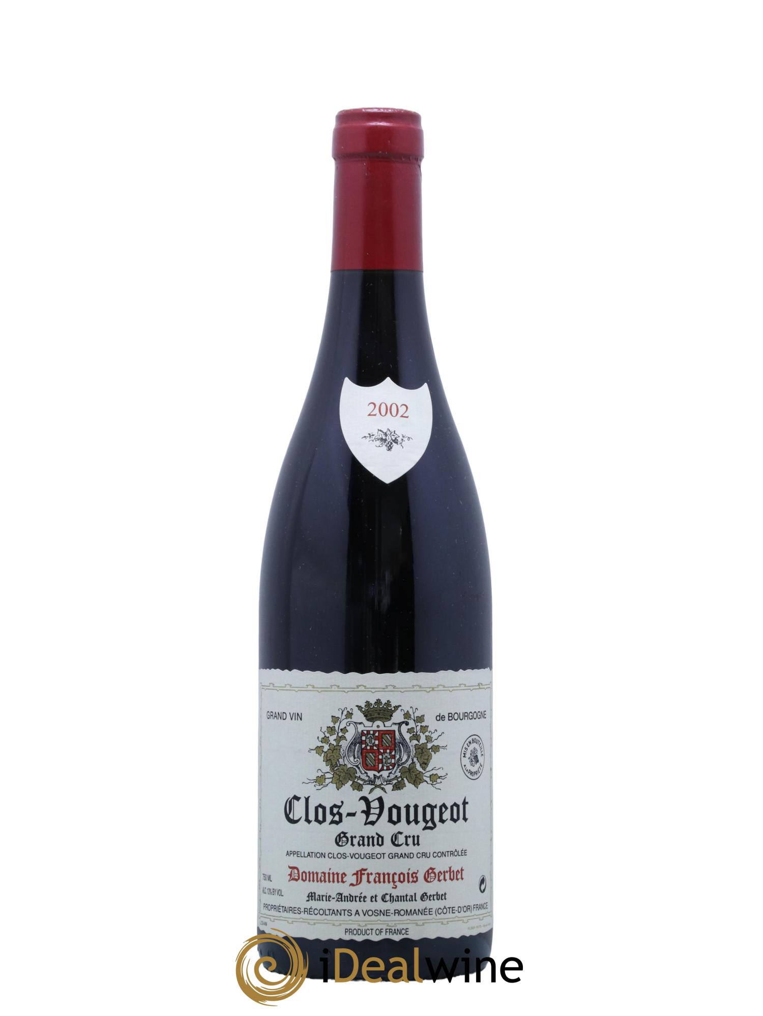 Clos de Vougeot Grand Cru Francois Gerbert 2002 - Lot de 1 bouteille - 0