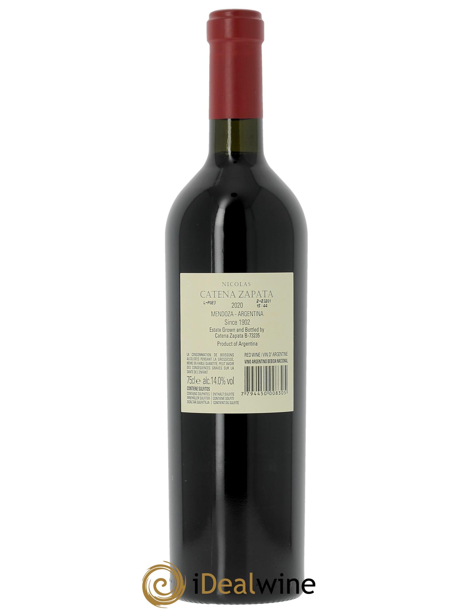 Mendoza Catena Zapata Nicolas  2020 - Lot de 1 bouteille - 1