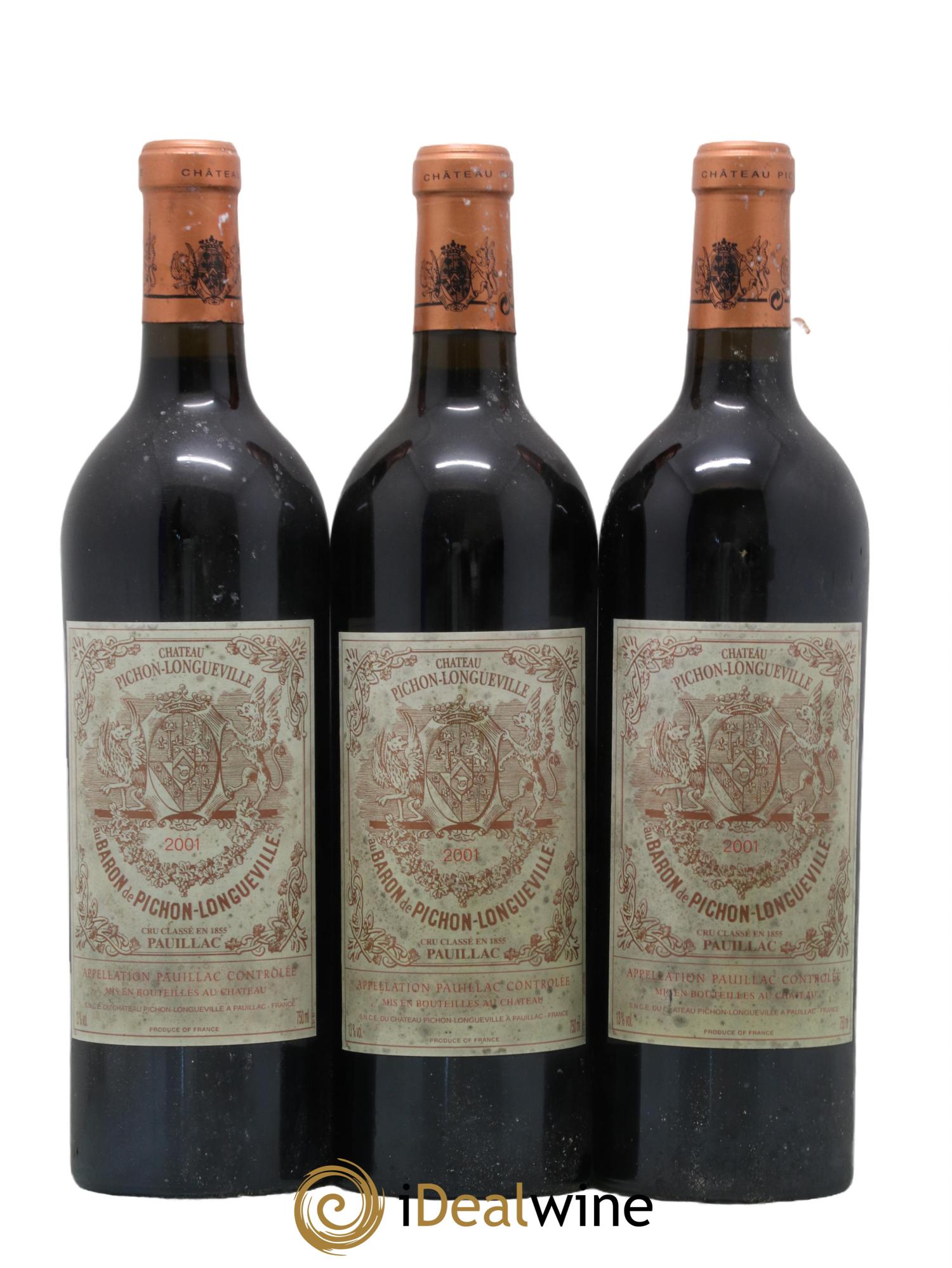 Pichon Longueville Baron 2ème Grand Cru Classé 2001 - Lot de 3 bouteilles - 0