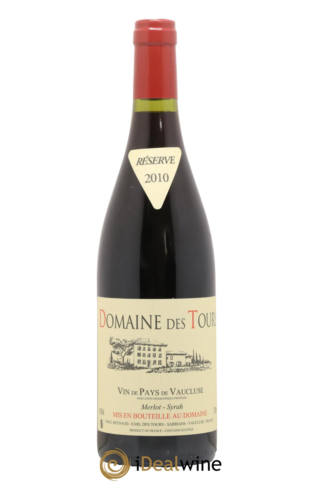 Vaucluse Domaine des Tours Merlot-Syrah Emmanuel Reynaud 2010 - Lot de 1 bouteille - 0