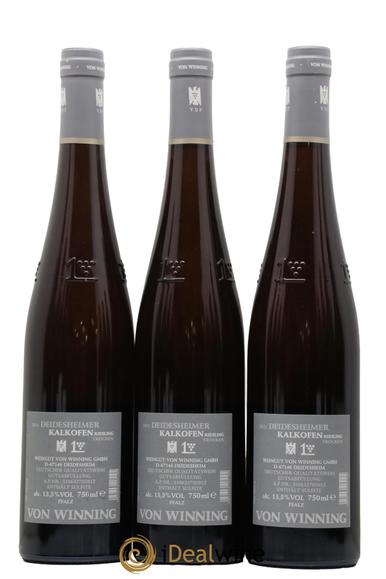 Allemagne Riesling Trocken Grosses Gewachs Deidesheimer  Kalkofen Von Winning 2011 - Lot de 3 bouteilles - 1