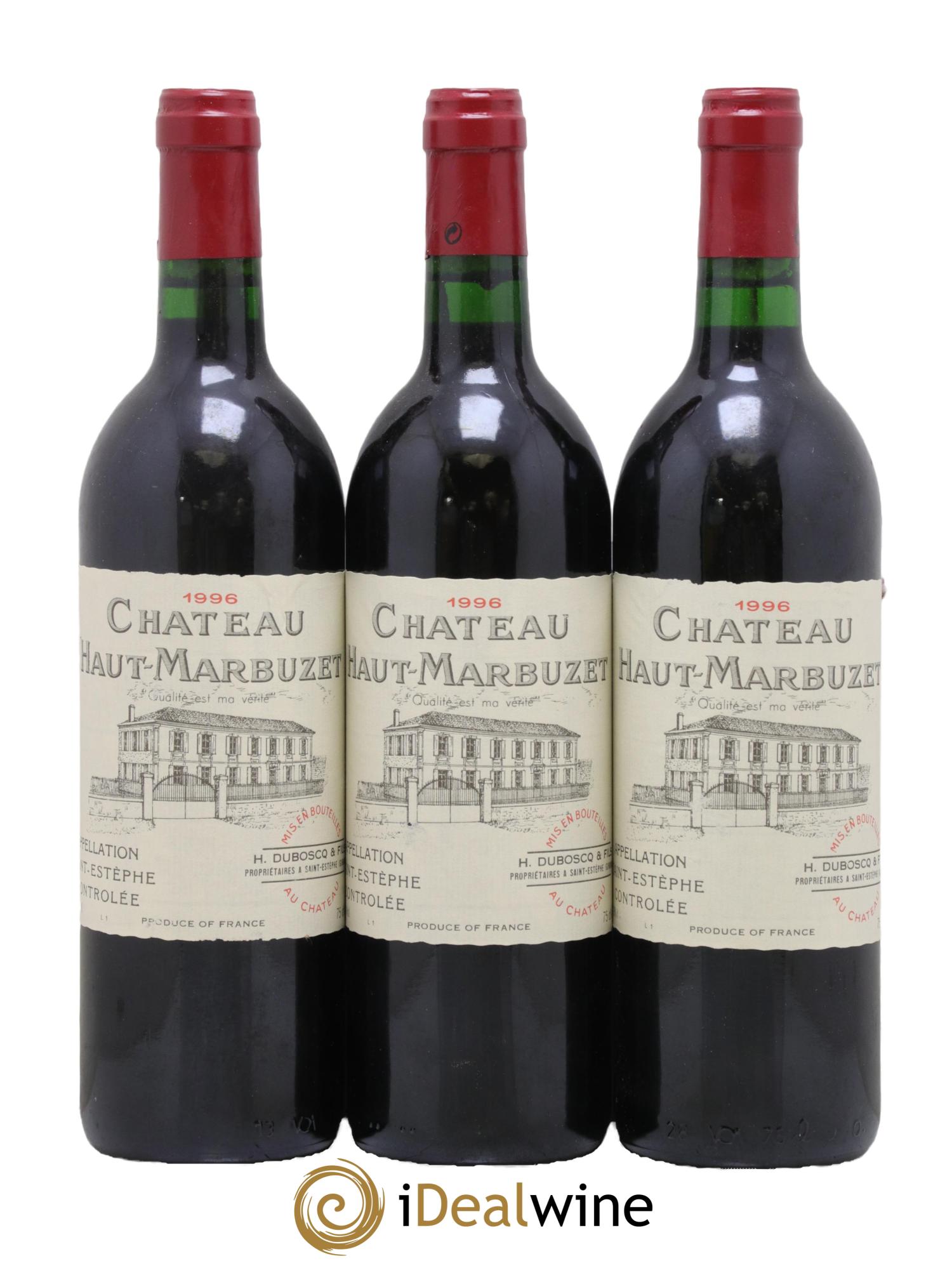 Château Haut Marbuzet 1996 - Lot de 3 bouteilles - 0