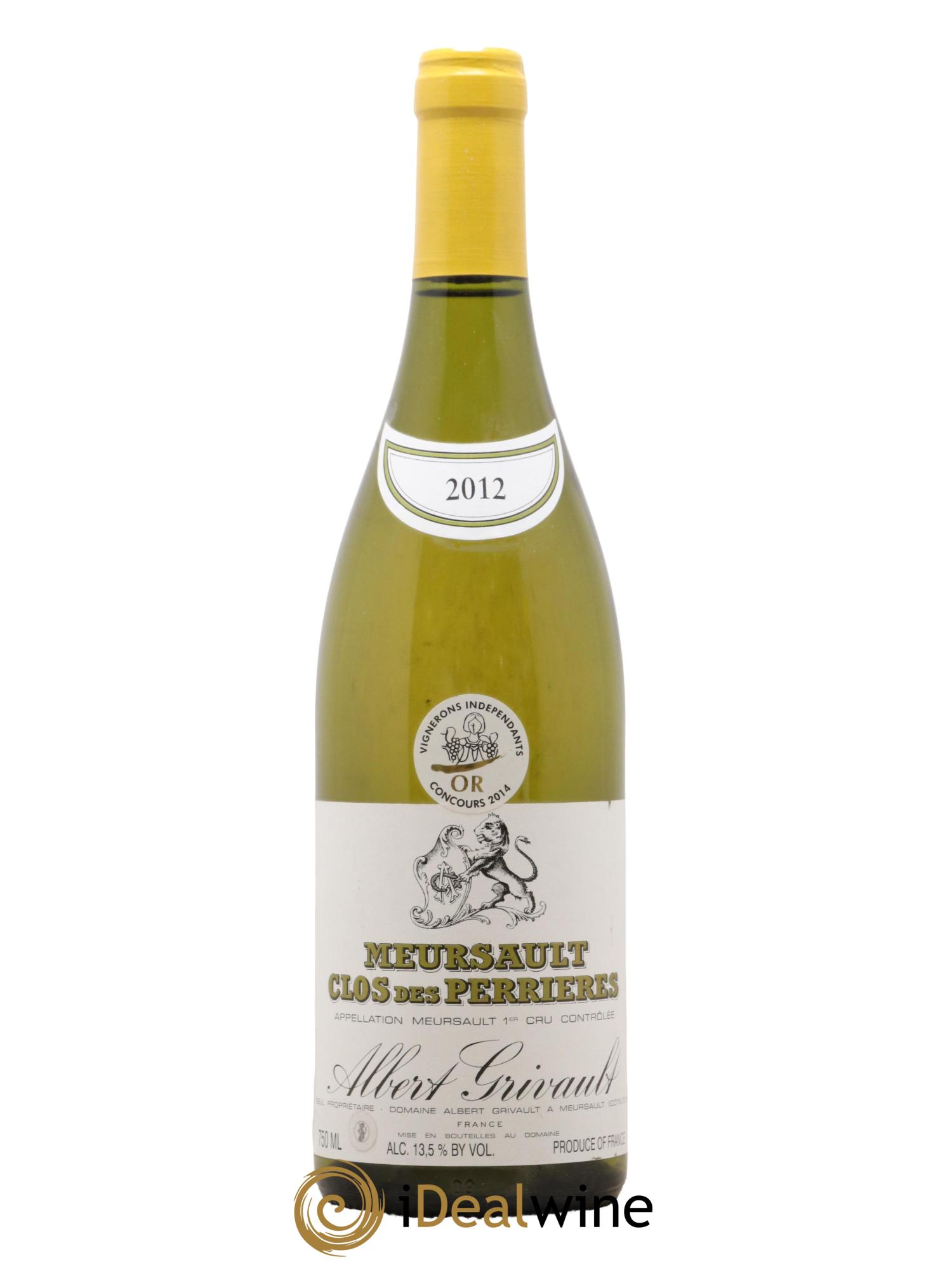 Meursault 1er Cru Clos des Perrières Monopole Albert Grivault 2012 - Lot de 1 bouteille - 0