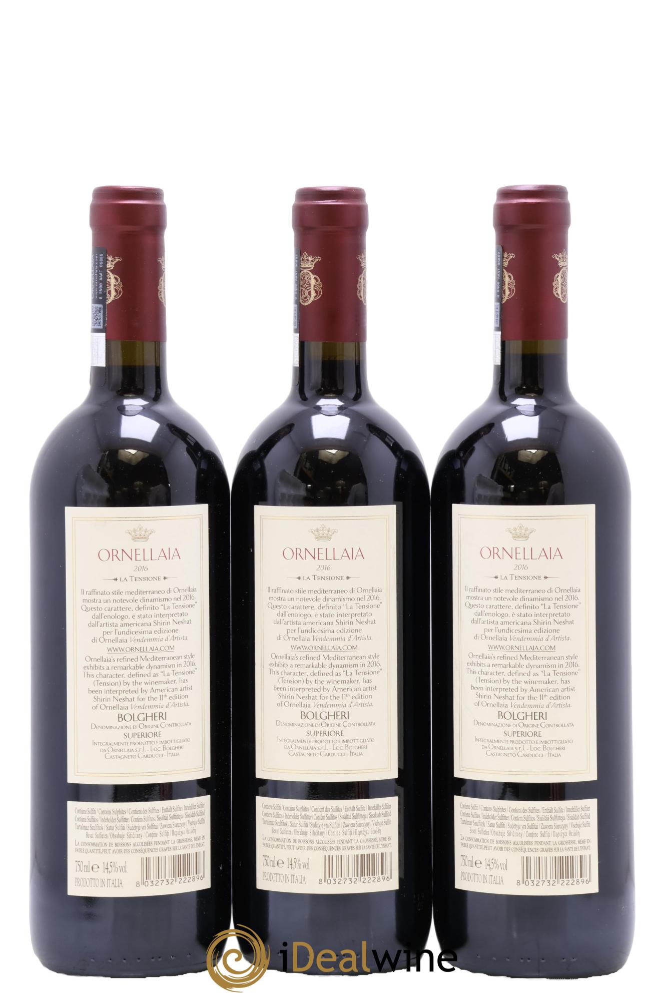 Bolgheri DOC Superiore La Tensione Ornellaia 2016 - Lot de 3 bouteilles - 1