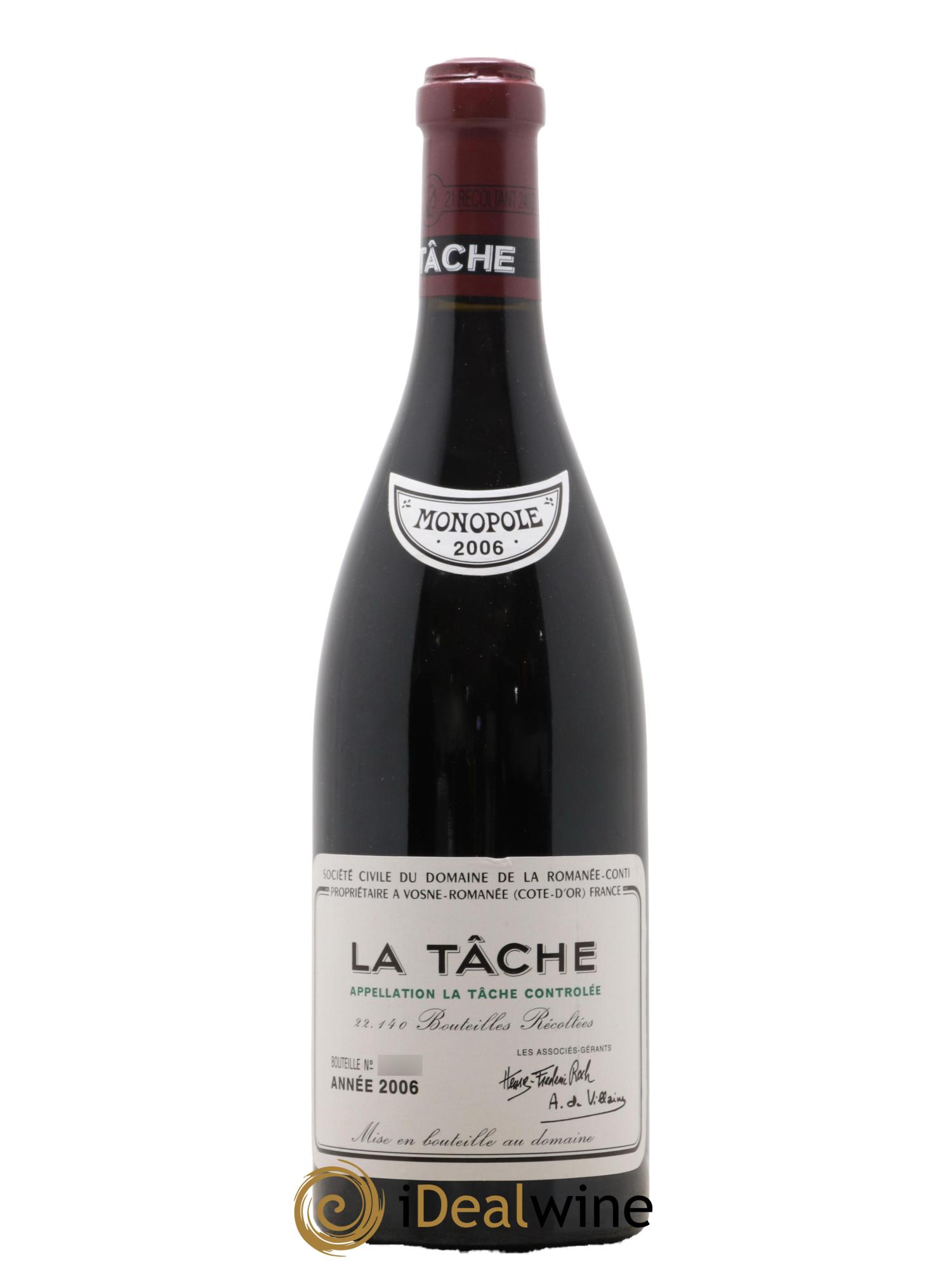 La Tâche Grand Cru Domaine de la Romanée-Conti 2006 - Lot de 1 bouteille - 0