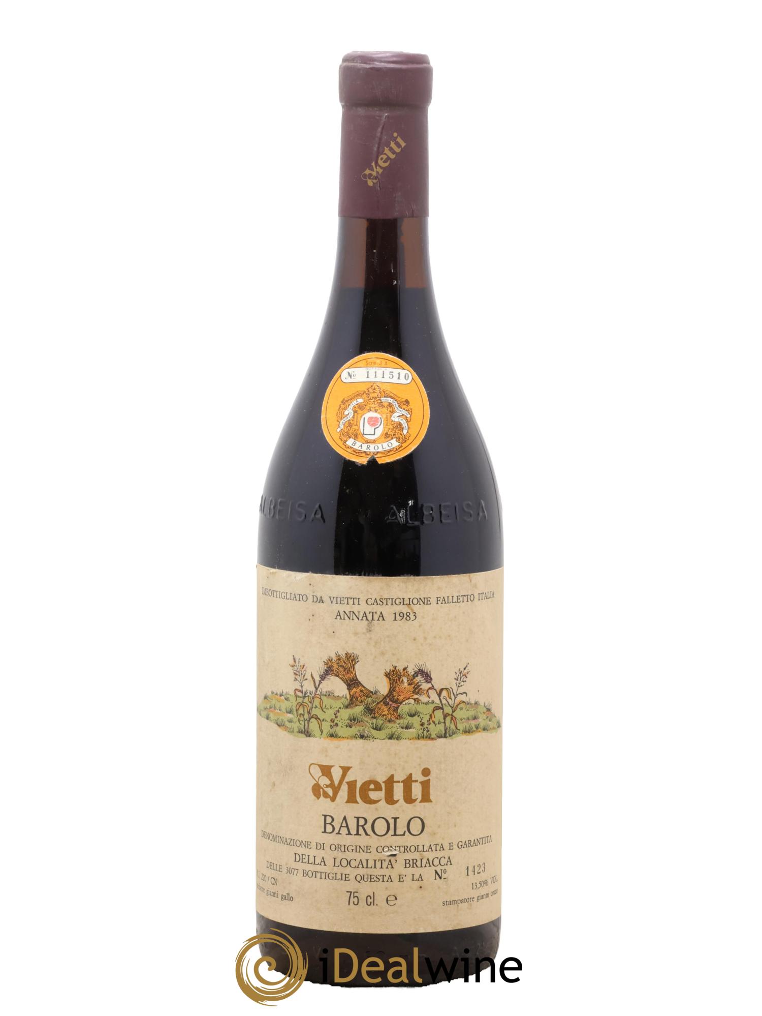 Barolo DOCG Briacca Vietti 1983 - Lot de 1 bouteille - 0