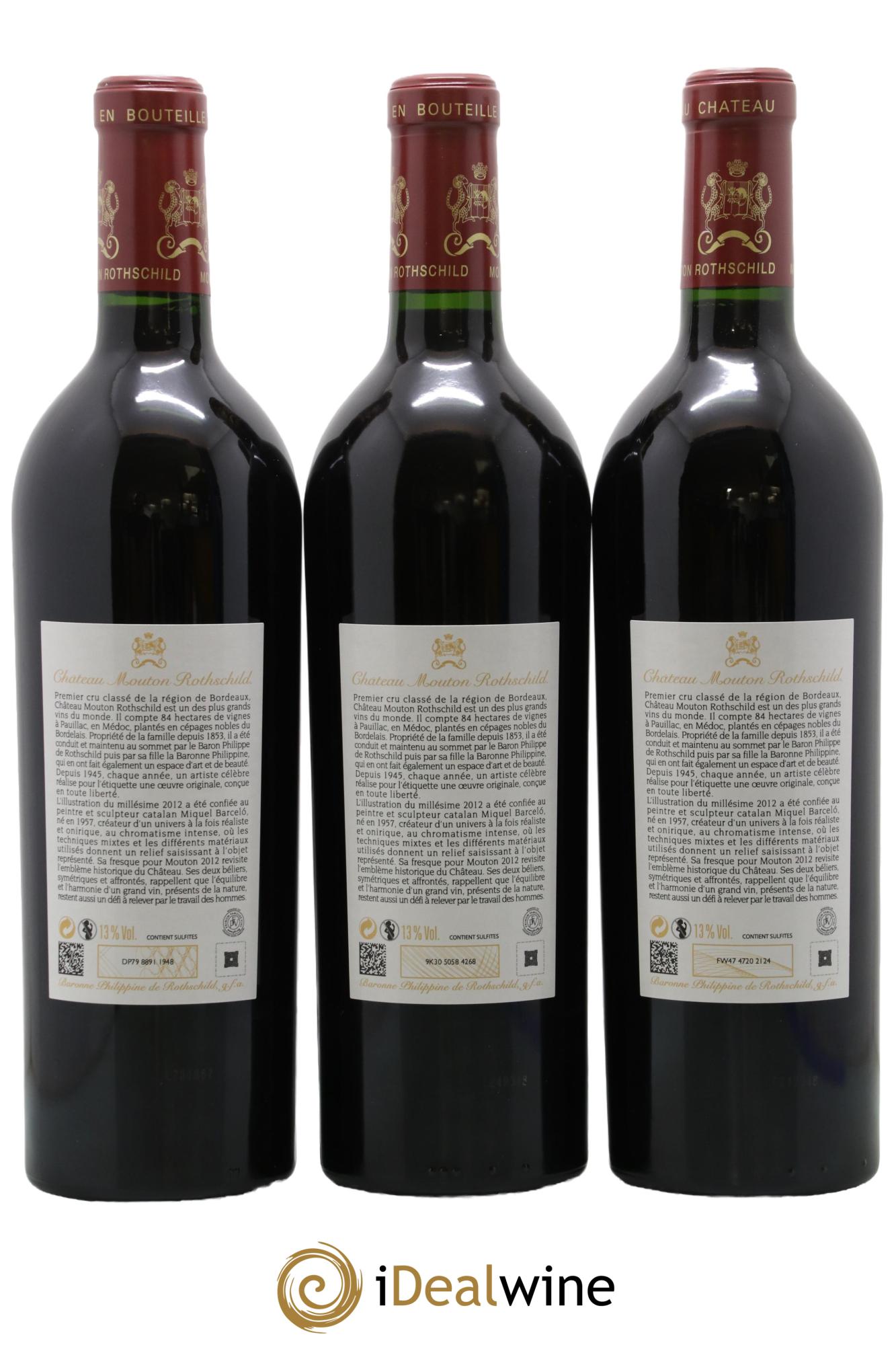 Château Mouton Rothschild 1er Grand Cru Classé 2012 - Lot de 3 bouteilles - 1