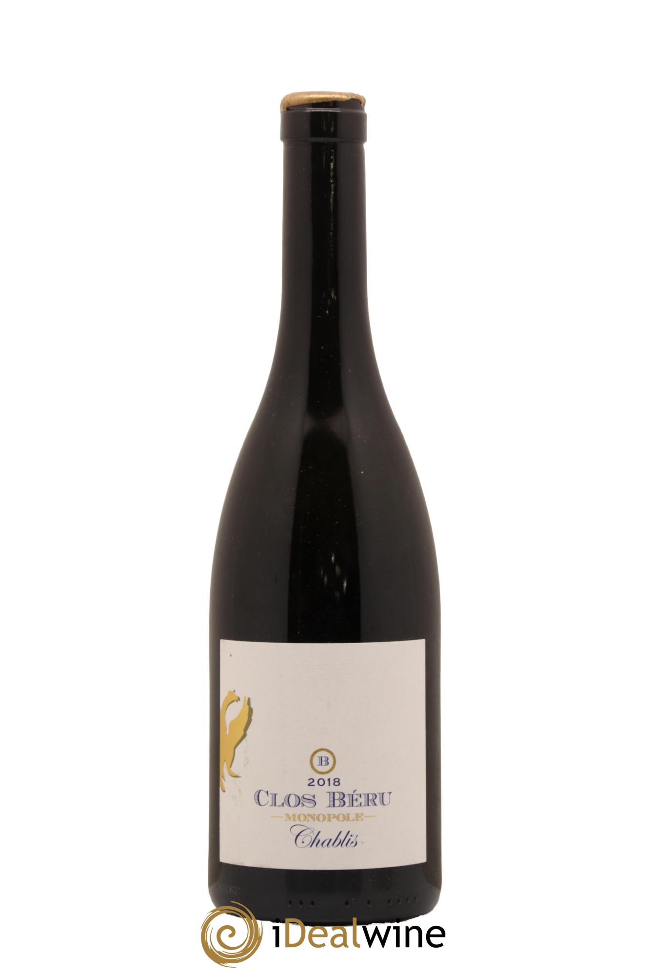 Chablis Clos Béru Monopole Château de Béru Chateau de Beru Athenais de Beru 2018 - Lot de 1 bouteille - 0