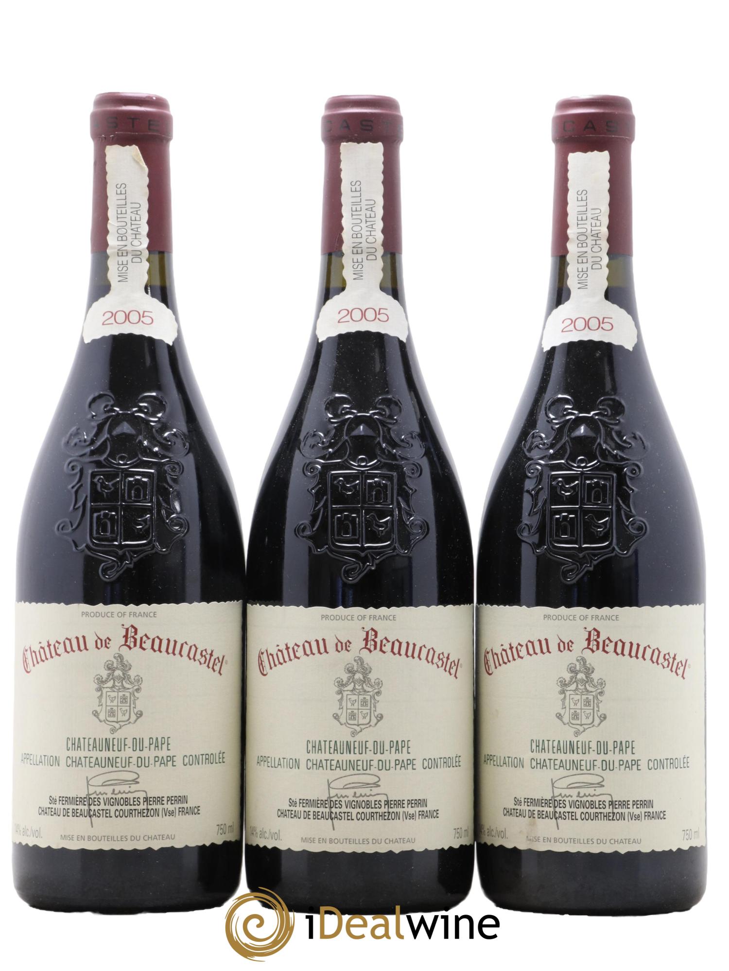 Châteauneuf-du-Pape Château de Beaucastel Famille Perrin 2005 - Lot de 3 bouteilles - 0