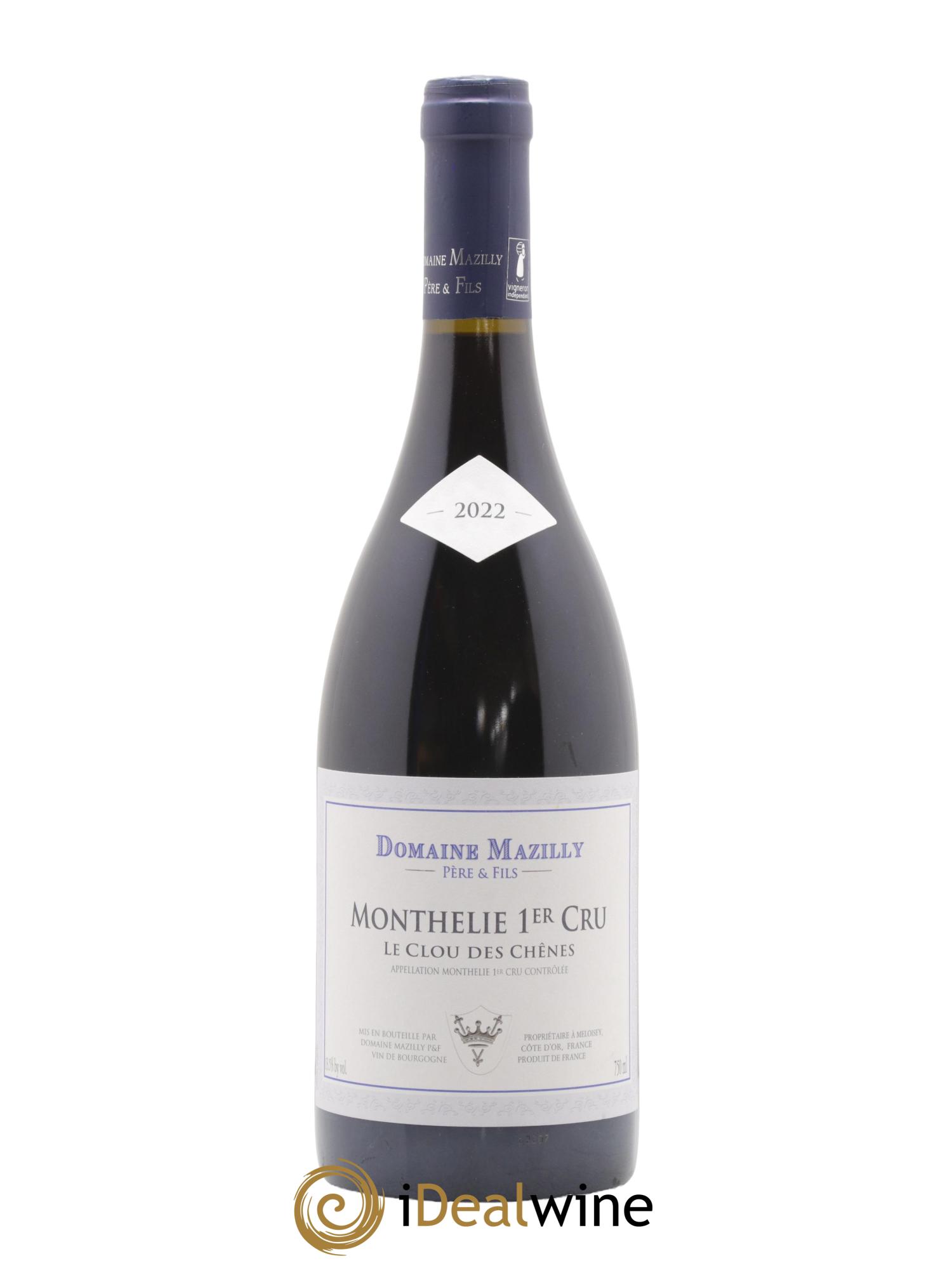 Monthélie 1er Cru Le Clou Des Chenes Domaine Mazilly 2022 - Lot de 1 bouteille - 0