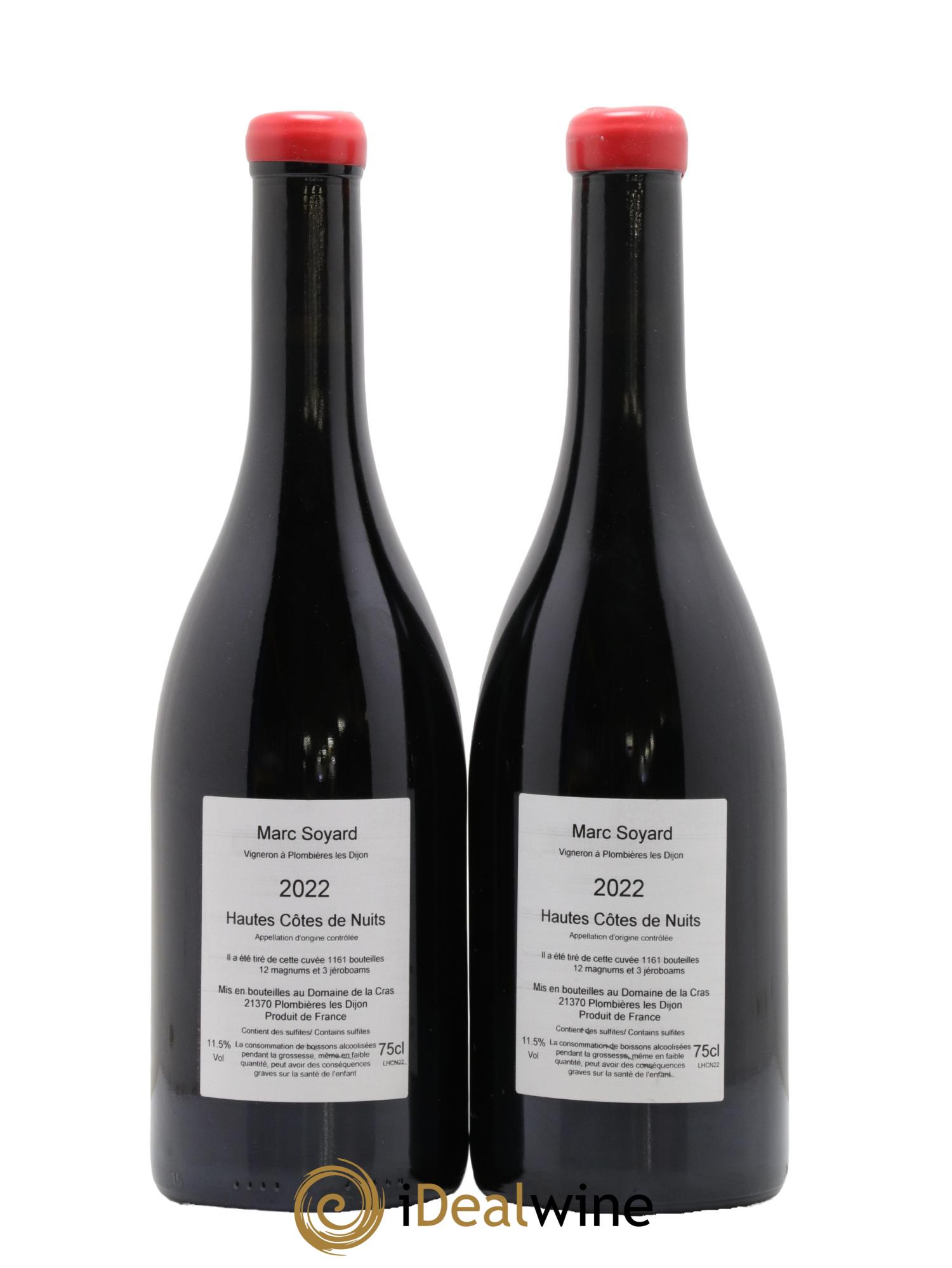 Hautes-Côtes de Nuits Domaine de la Cras - Marc Soyard 2022 - Lot of 2 bottles - 1