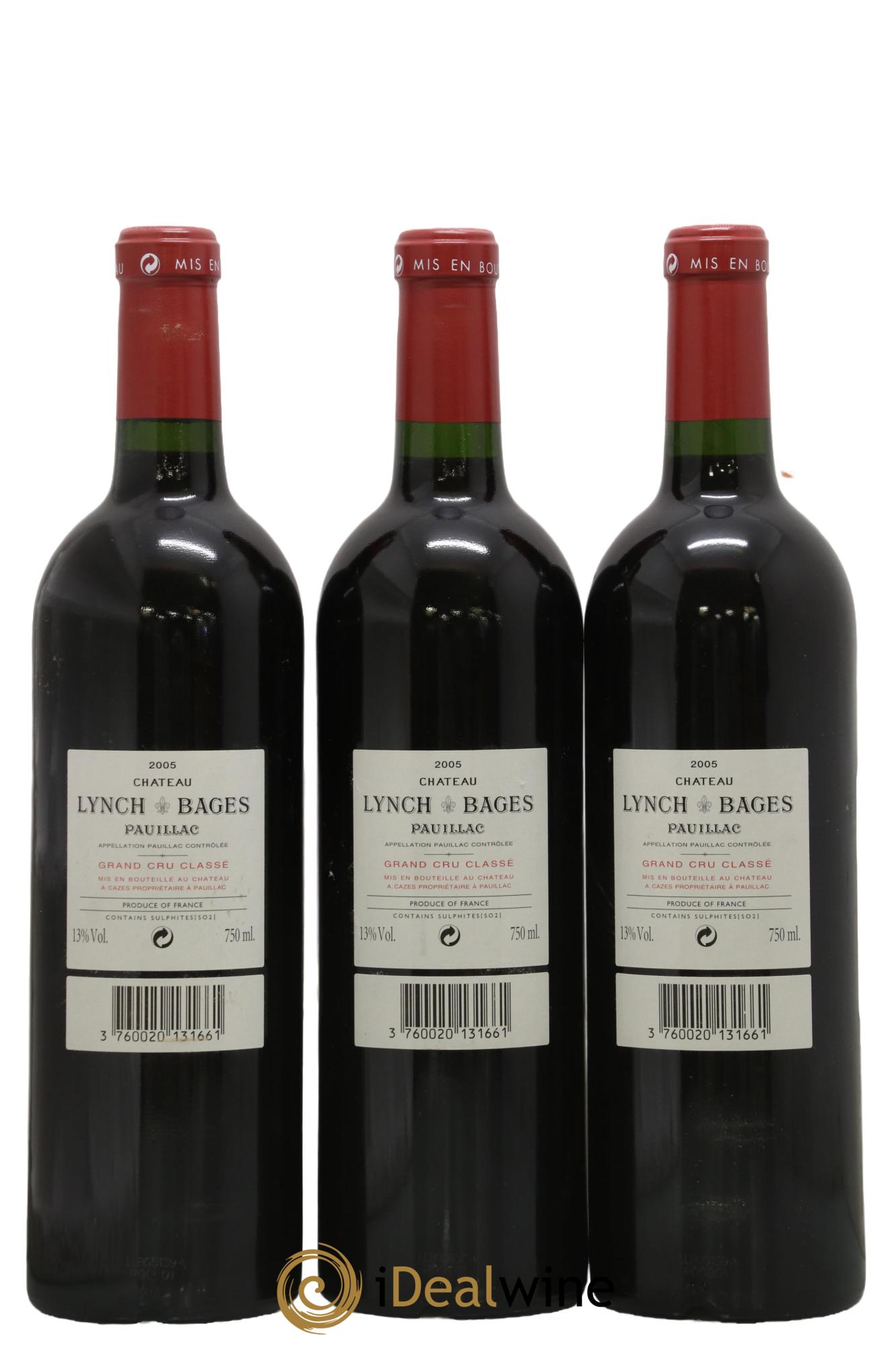 Château Lynch Bages 5ème Grand Cru Classé 2005 - Lot of 3 bottles - 1
