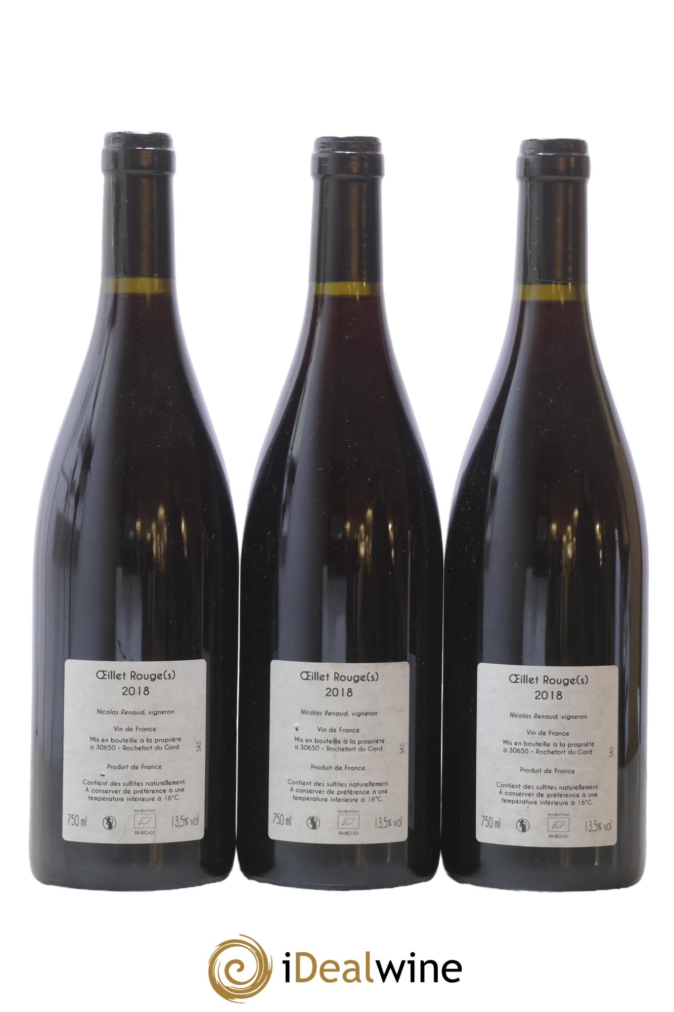 Vin de France Œillets Rouge Clos Des Grillons 2018 - Lot de 3 bouteilles - 1