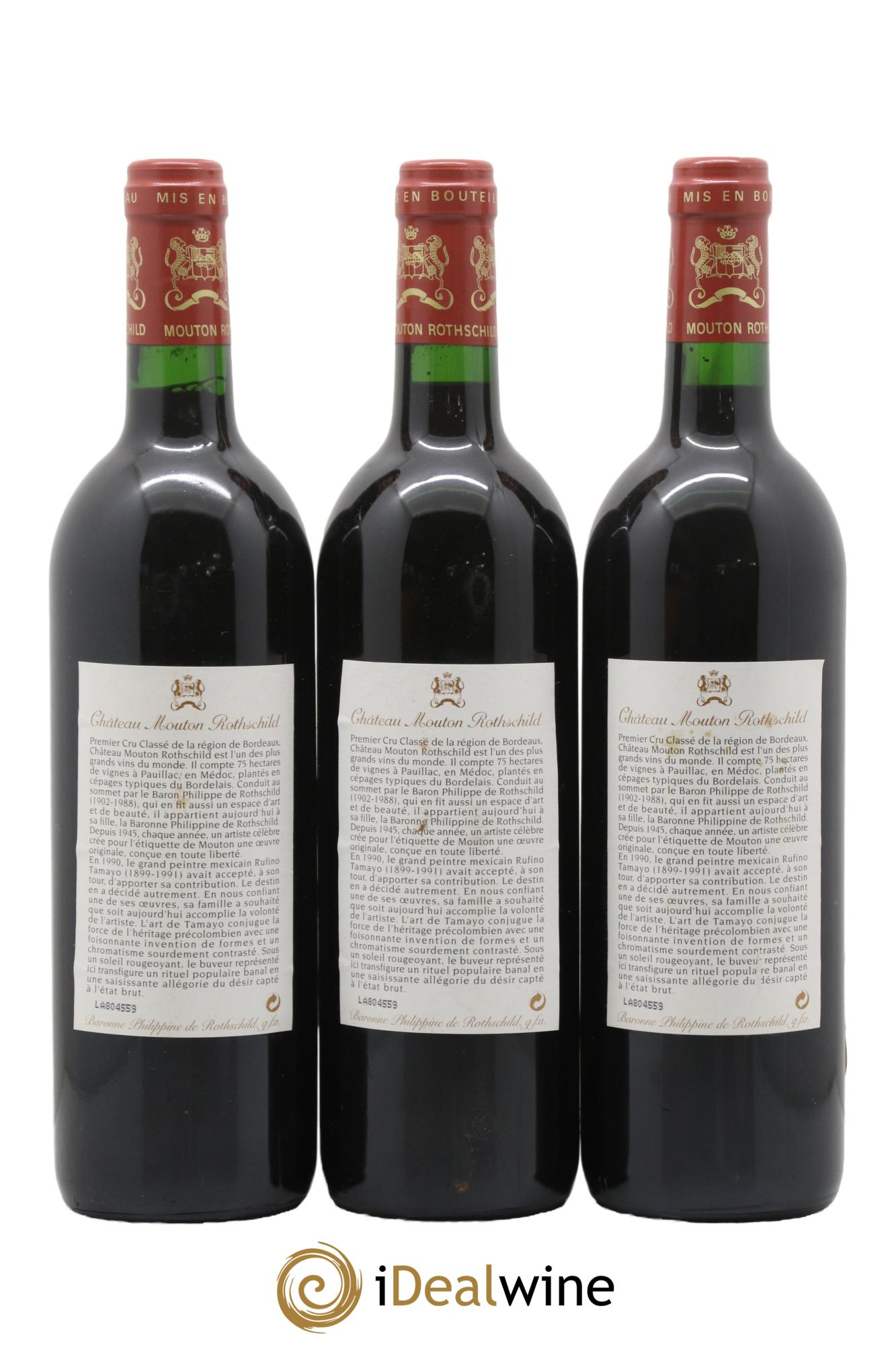 Château Mouton Rothschild 1er Grand Cru Classé 1998 - Lotto di 3 bottiglie - 1
