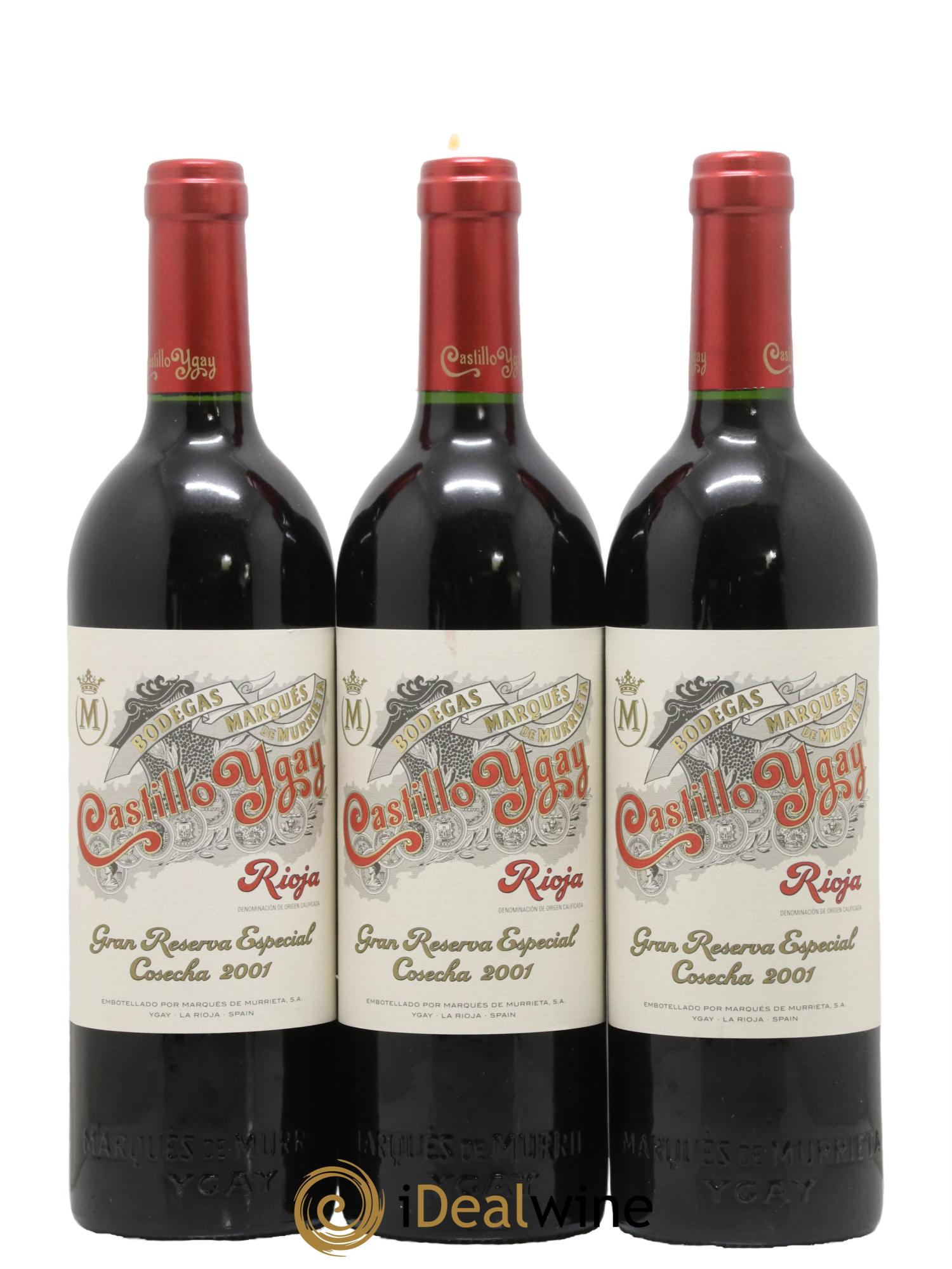 Rioja DOCA Castillo Ygay Reserva Especial Marqués de Murrieta 2001 - Lot de 3 bouteilles - 0