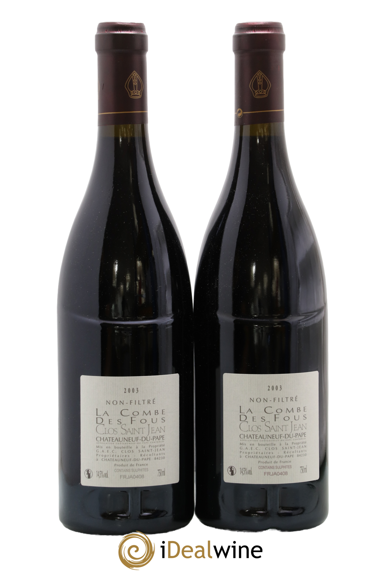 Châteauneuf-du-Pape Clos Saint-Jean La Combe des Fous Pascal et Vincent Maurel 2003 - Lot de 2 bouteilles - 1