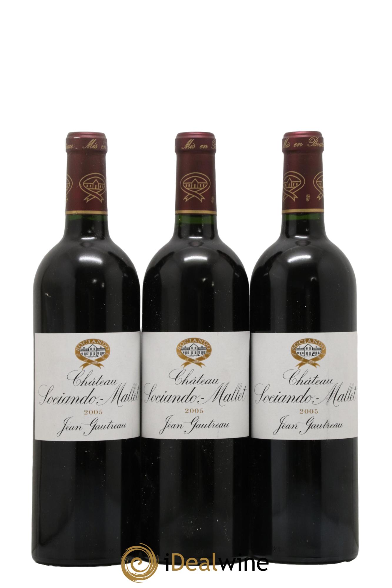 Château Sociando Mallet 2005 - Lot de 3 bouteilles - 0