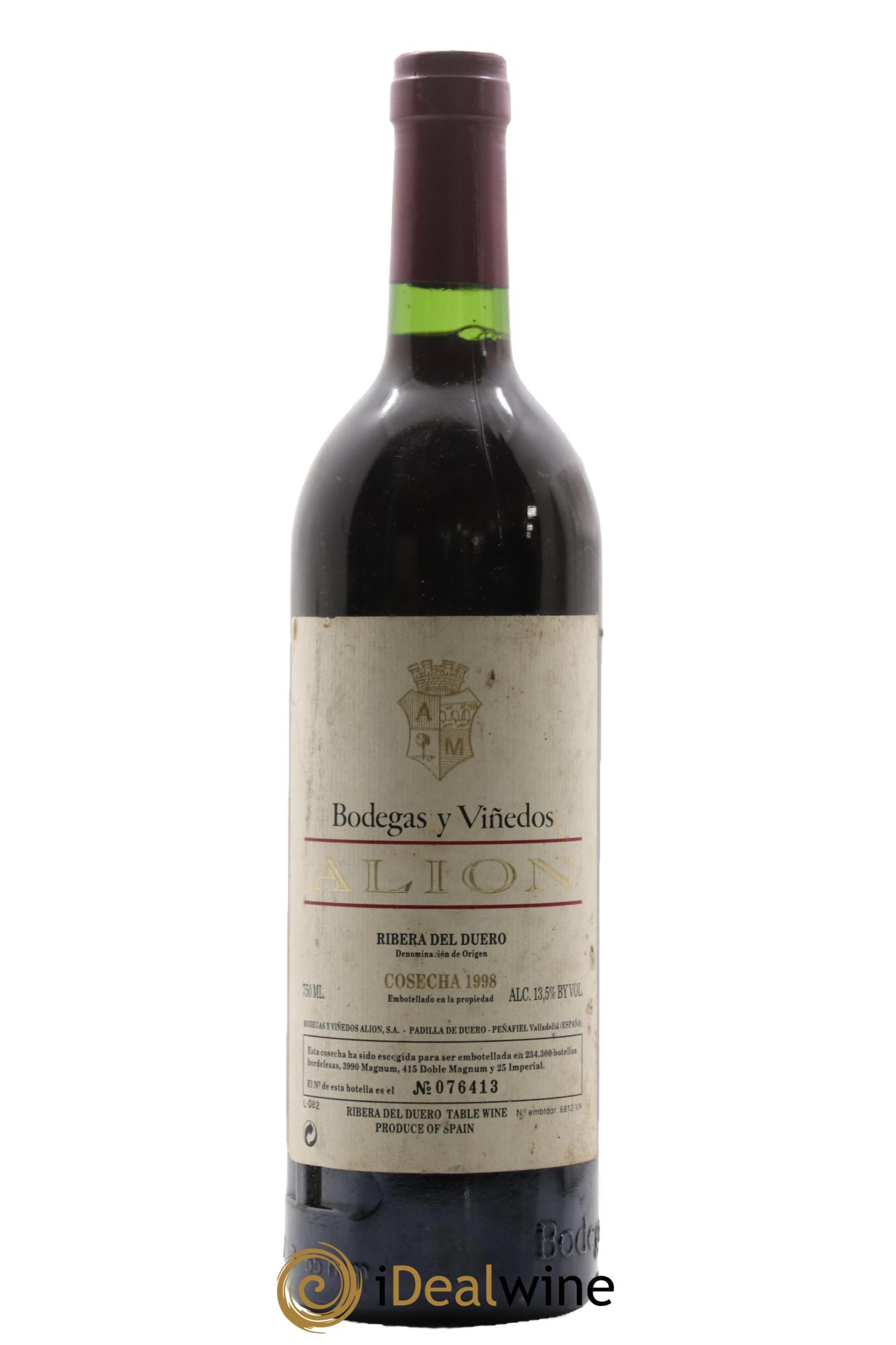 Ribera Del Duero DO Vega Sicilia Alion Famille Alvarez 1998 - Lot de 1 bouteille - 0