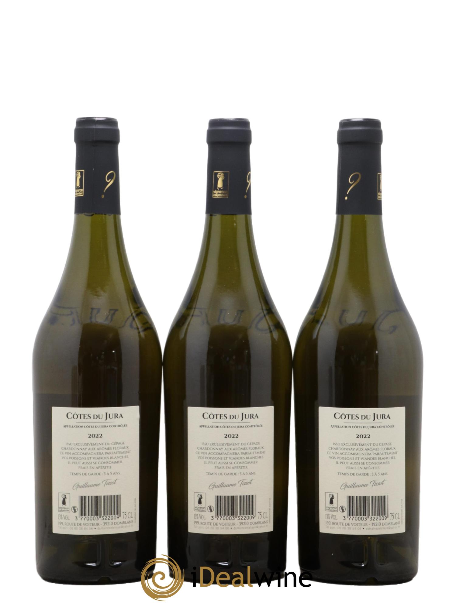 Côtes du Jura Domaine De Lahaye Guillaume Tissot 2022 - Lot of 3 bottles - 1
