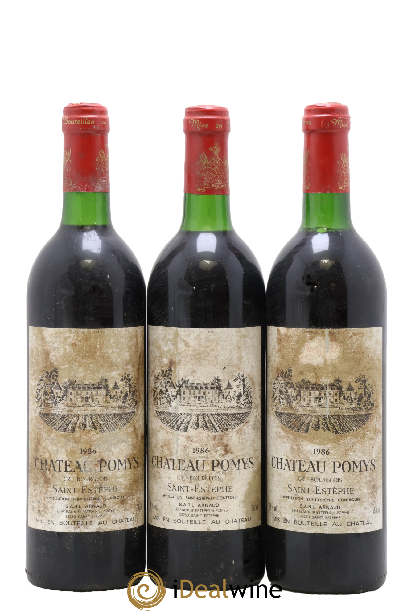 Château Pomys Cru Bourgeois 1986 - Lotto di 3 bottiglie - 0
