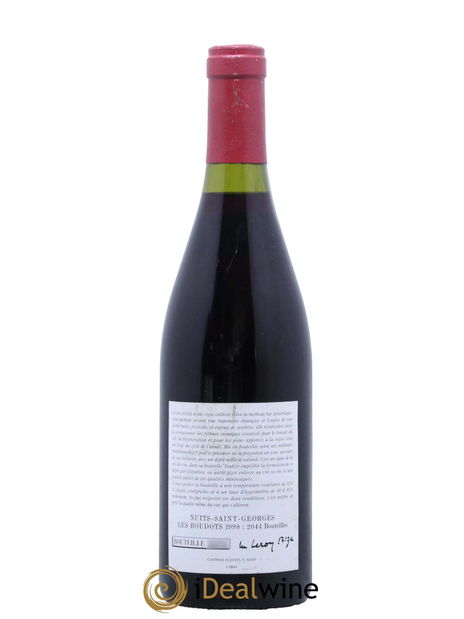 Nuits-Saint-Georges 1er Cru Aux Boudots Leroy (Domaine) 1998 - Lot de 1 bouteille - 1