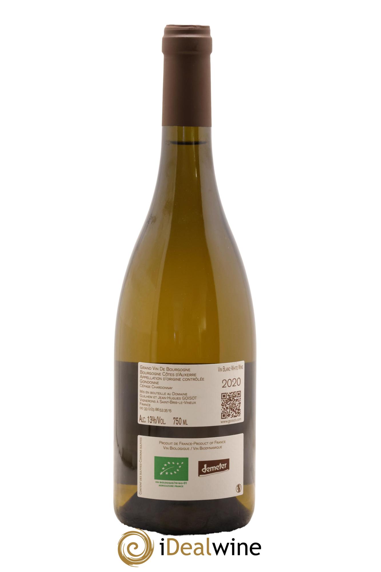 Bourgogne Côtes d'Auxerre Gondonne Goisot 2020 - Lot de 1 bouteille - 1