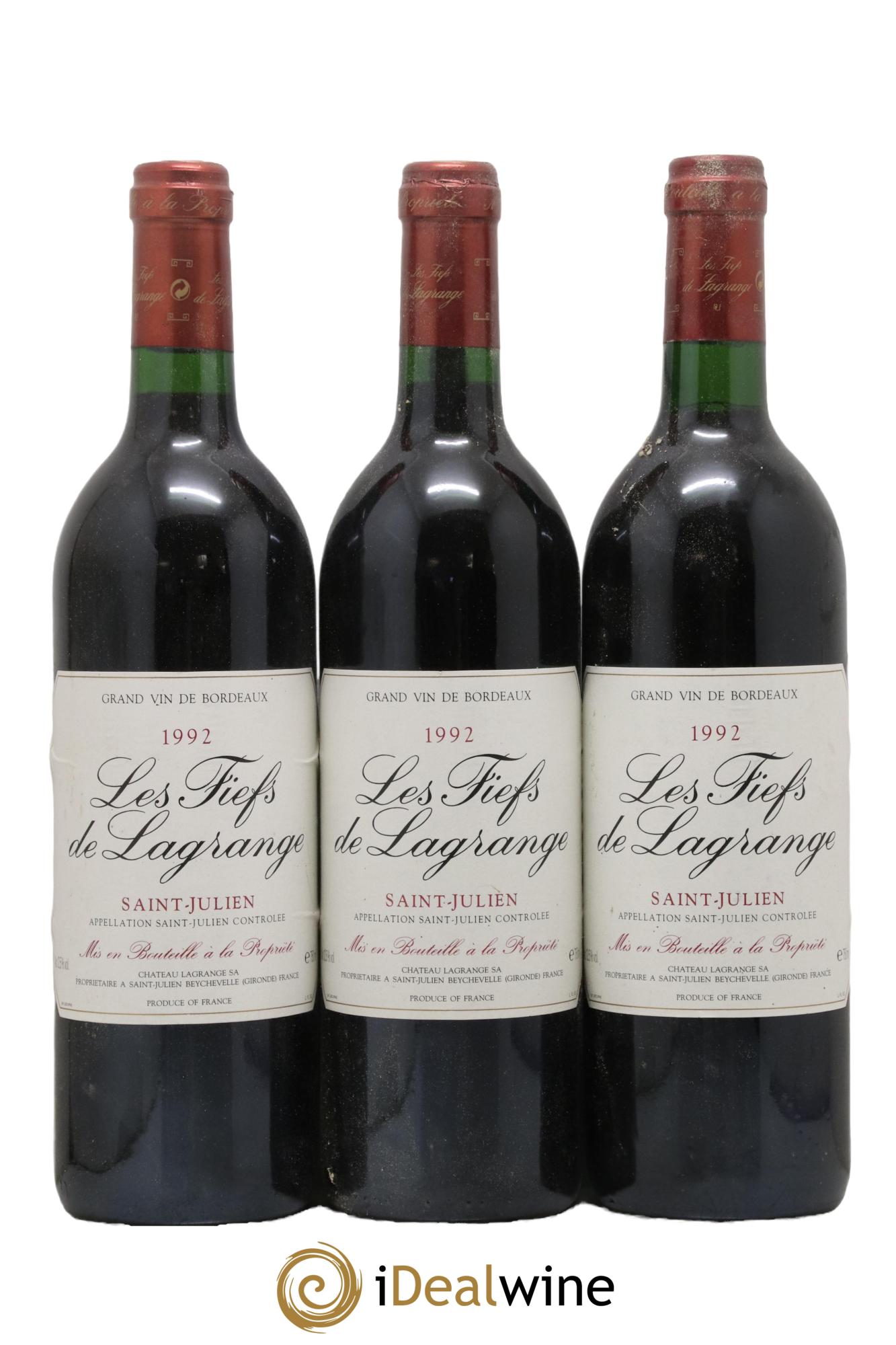 Les Fiefs de Lagrange Second Vin 1992 - Lotto di 3 bottiglie - 0